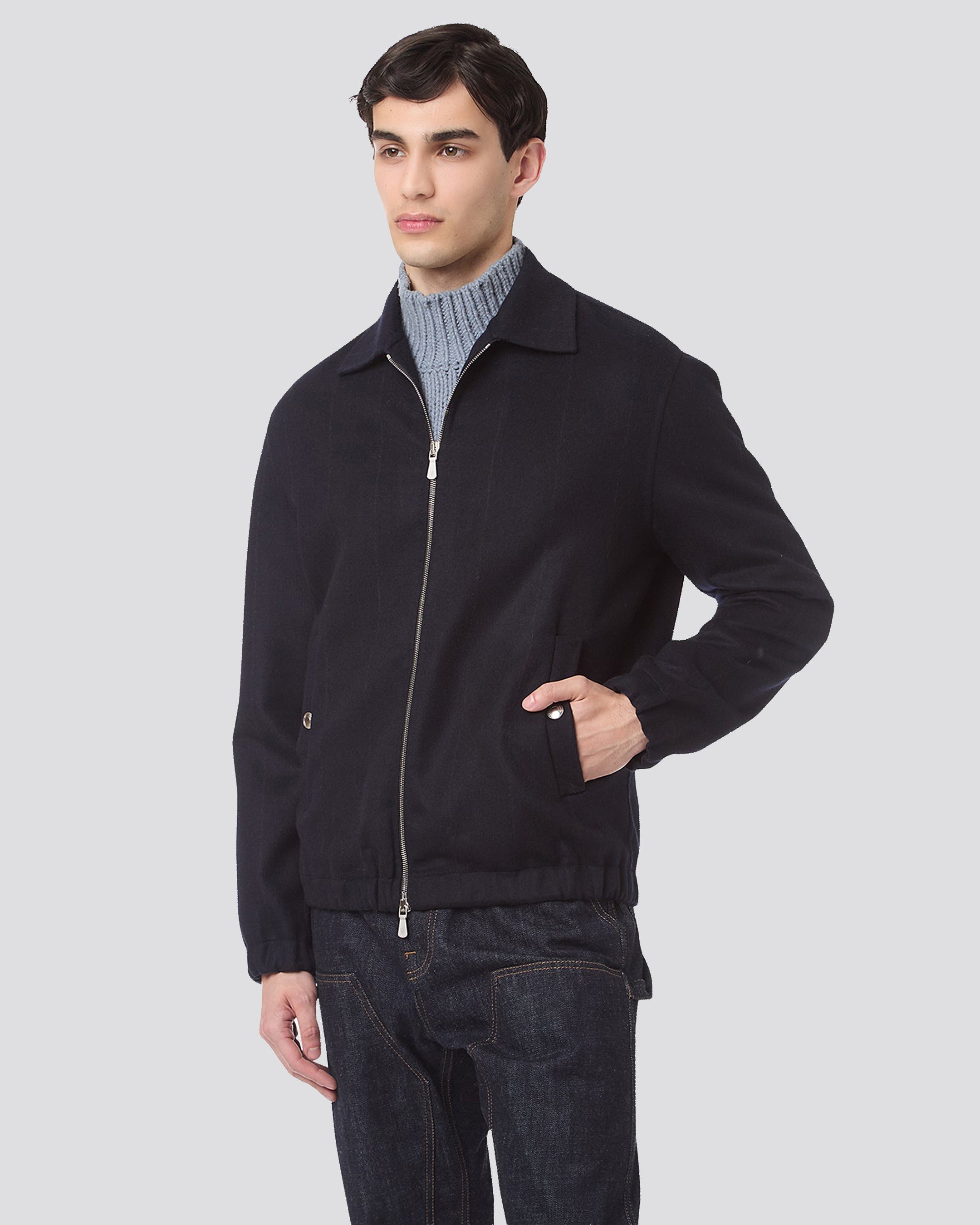 Full zip bomber wool