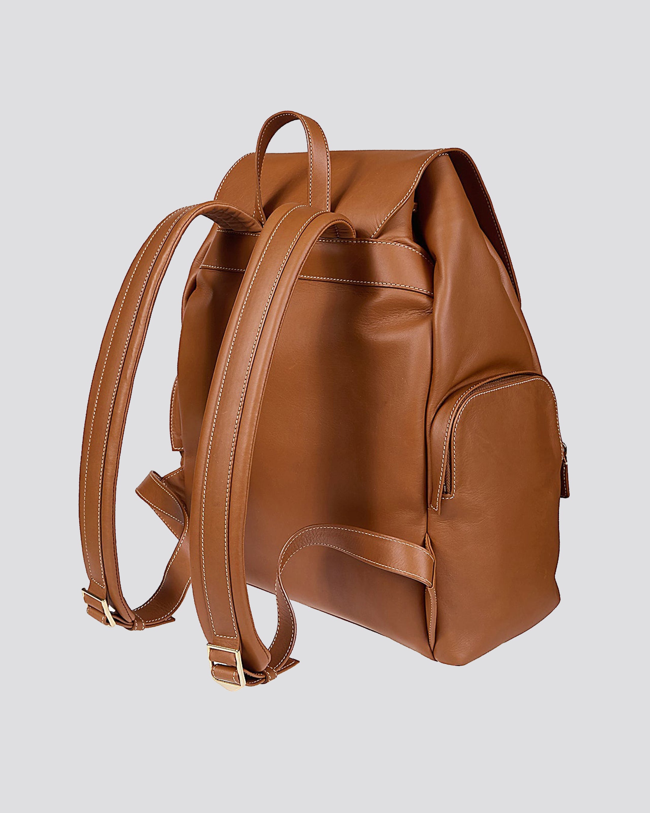 Backpack in aniline calfskin leather alternative