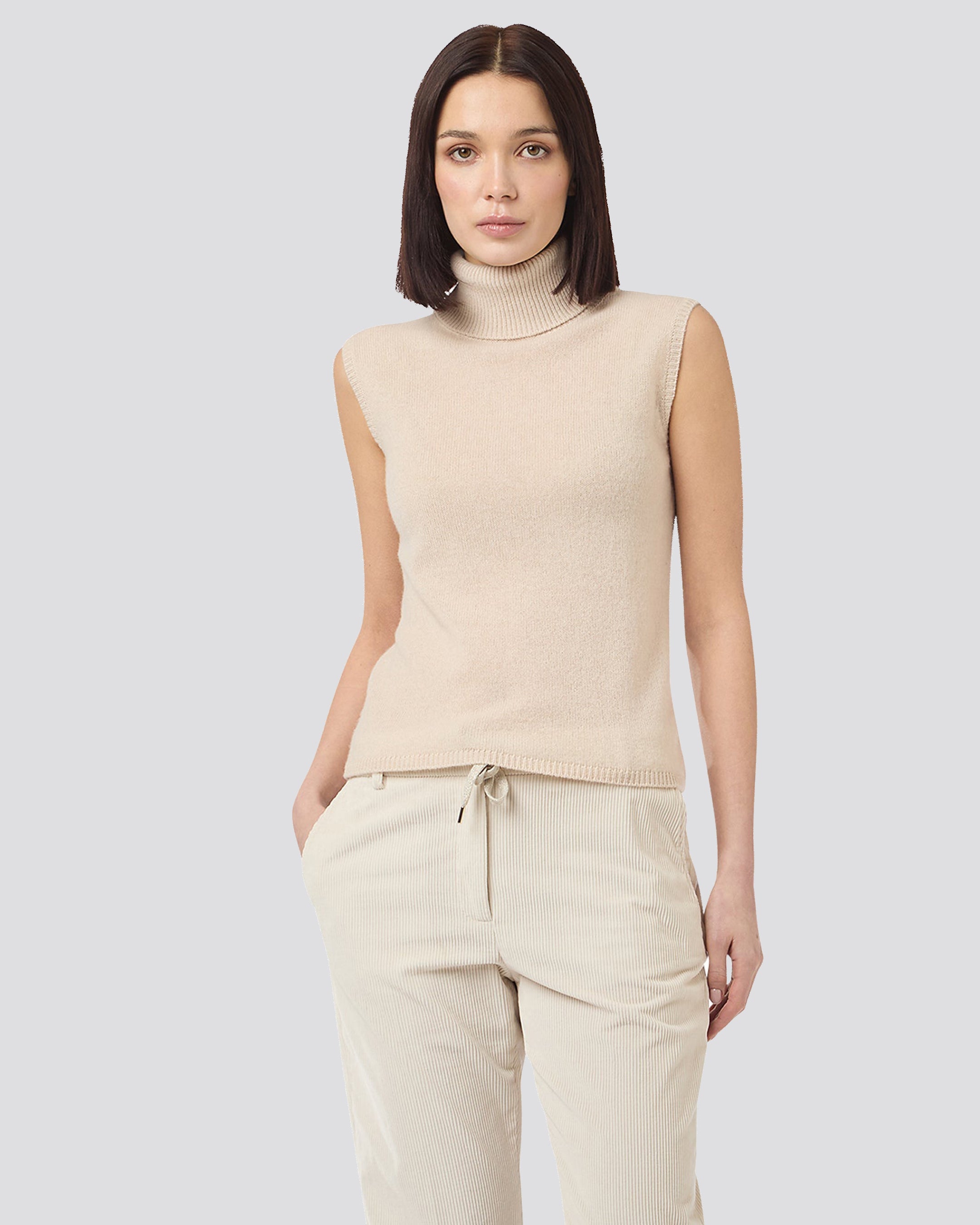 SLEEVELESS GAUZE SWEATER