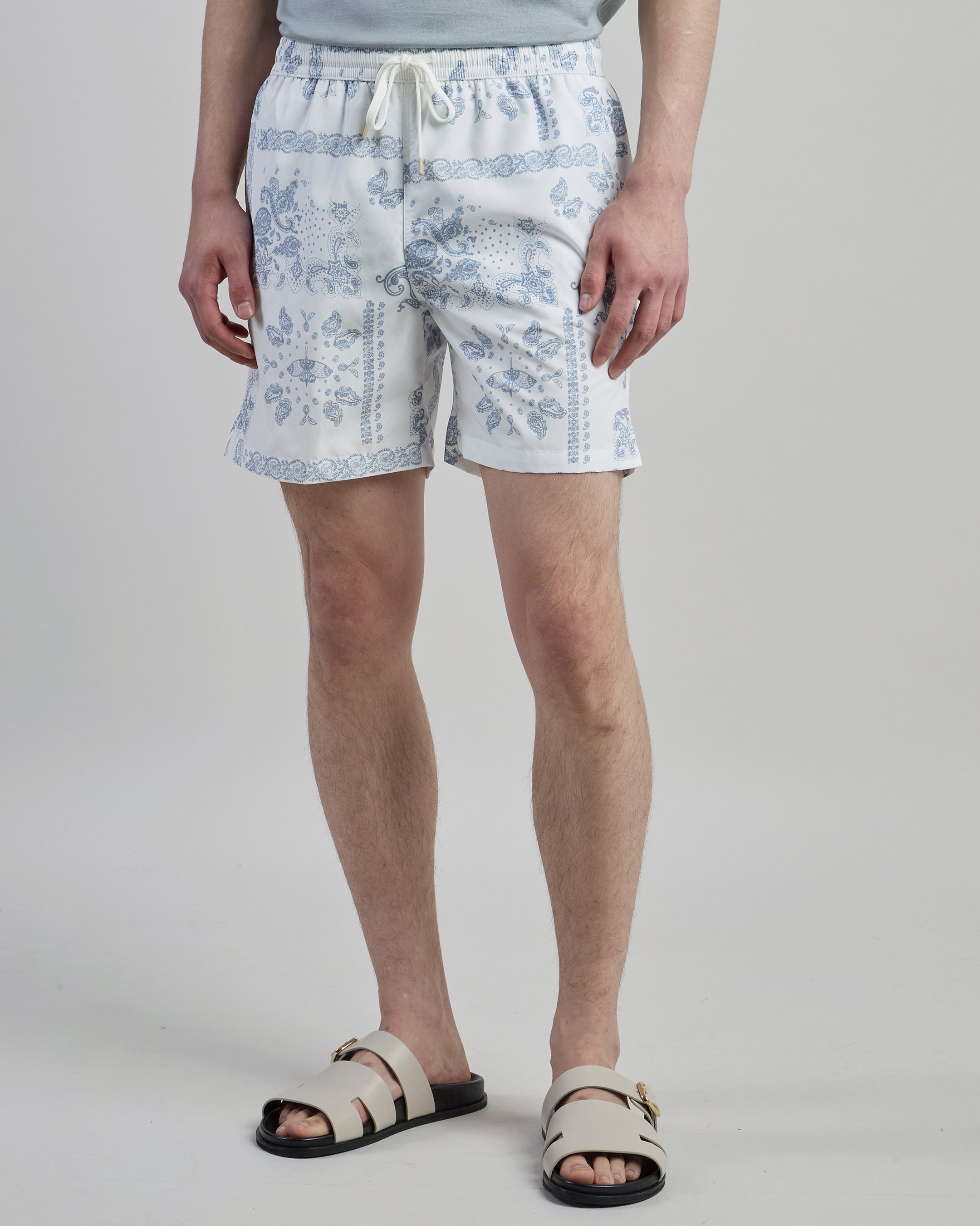 Men's Paisley Print Technical Fabric Swim Shorts | Eleventy