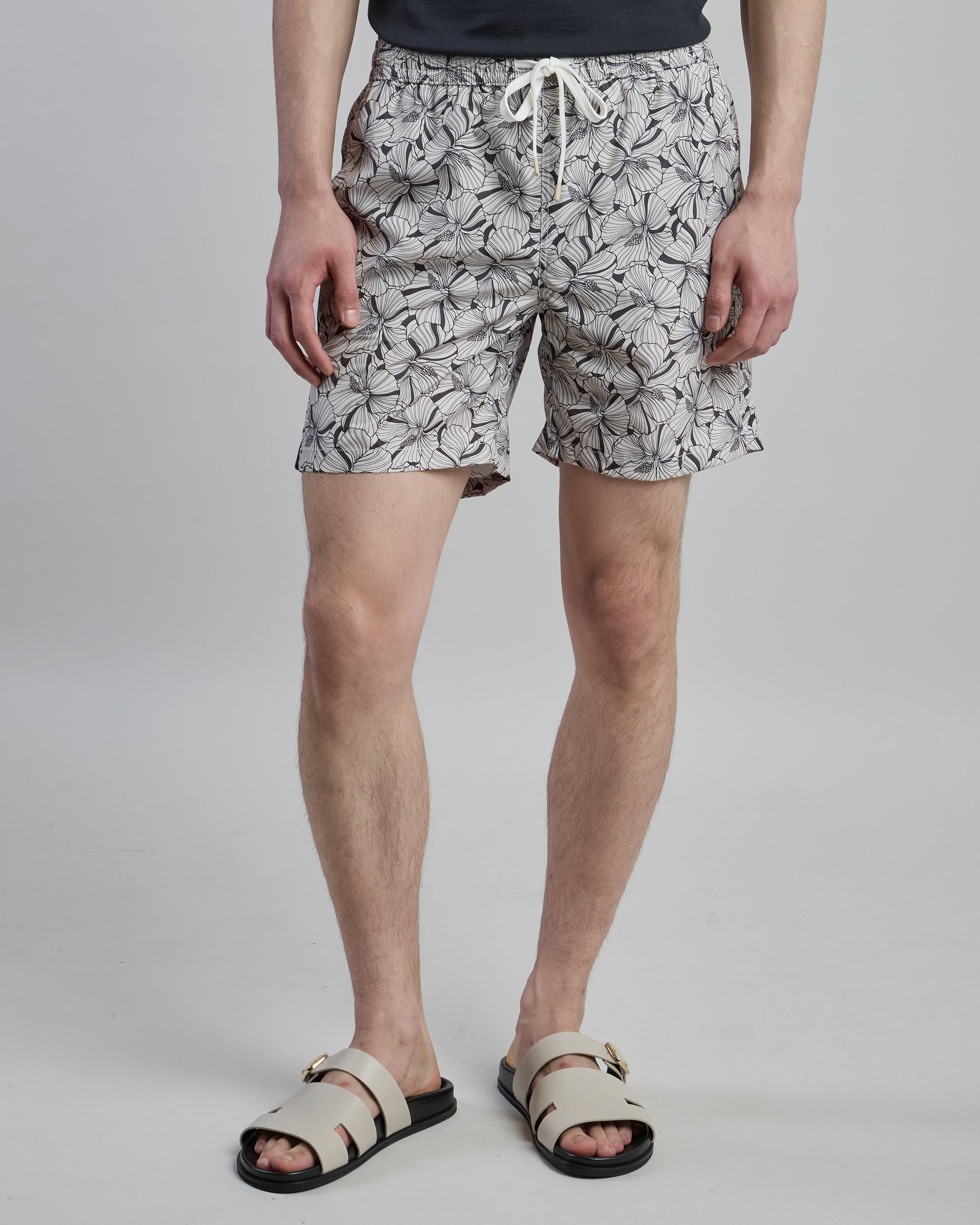 Men's Floral Print Technical Fabric Swim Shorts