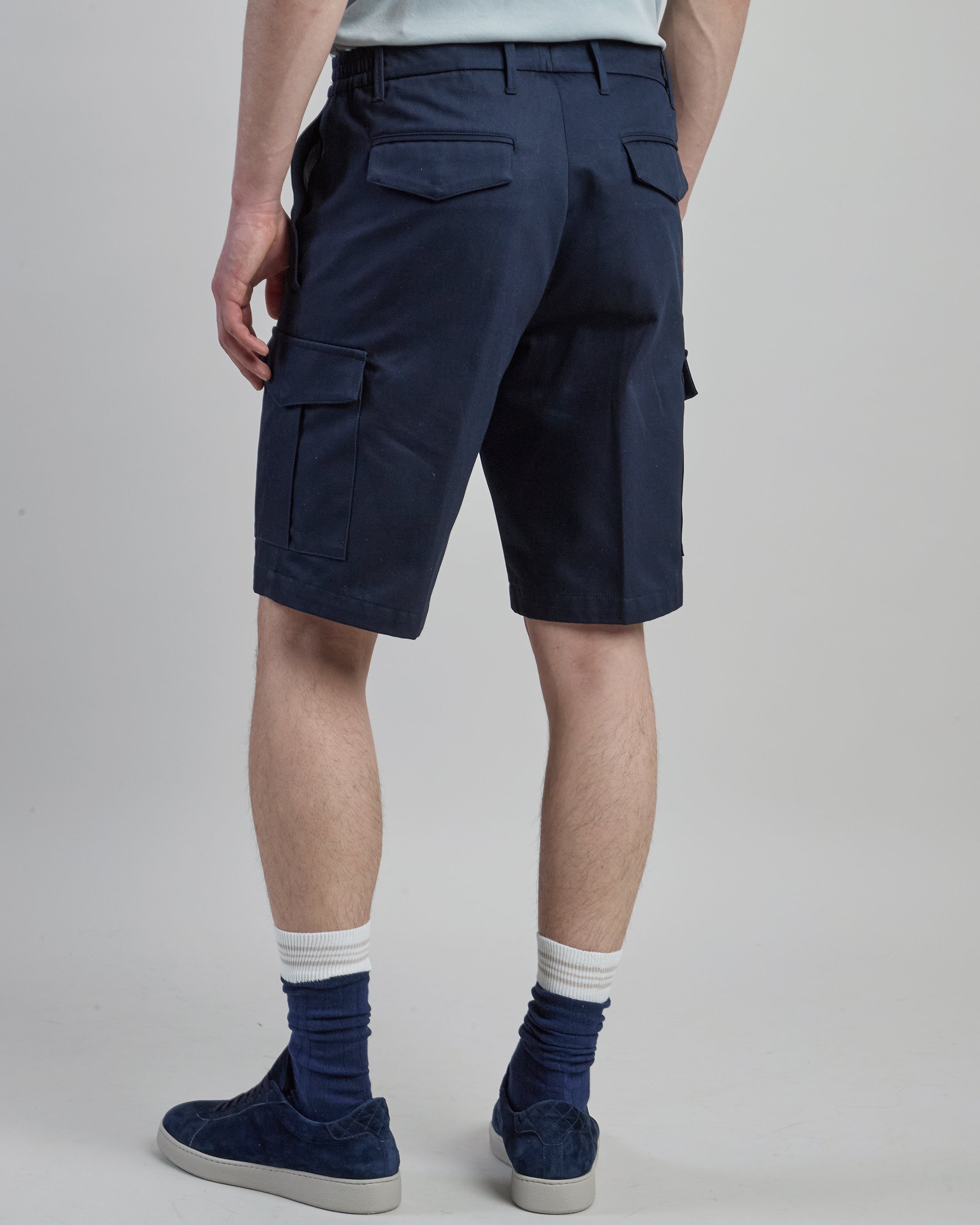 Men's Cotton Cargo Bermuda Shorts with Elastic Waist