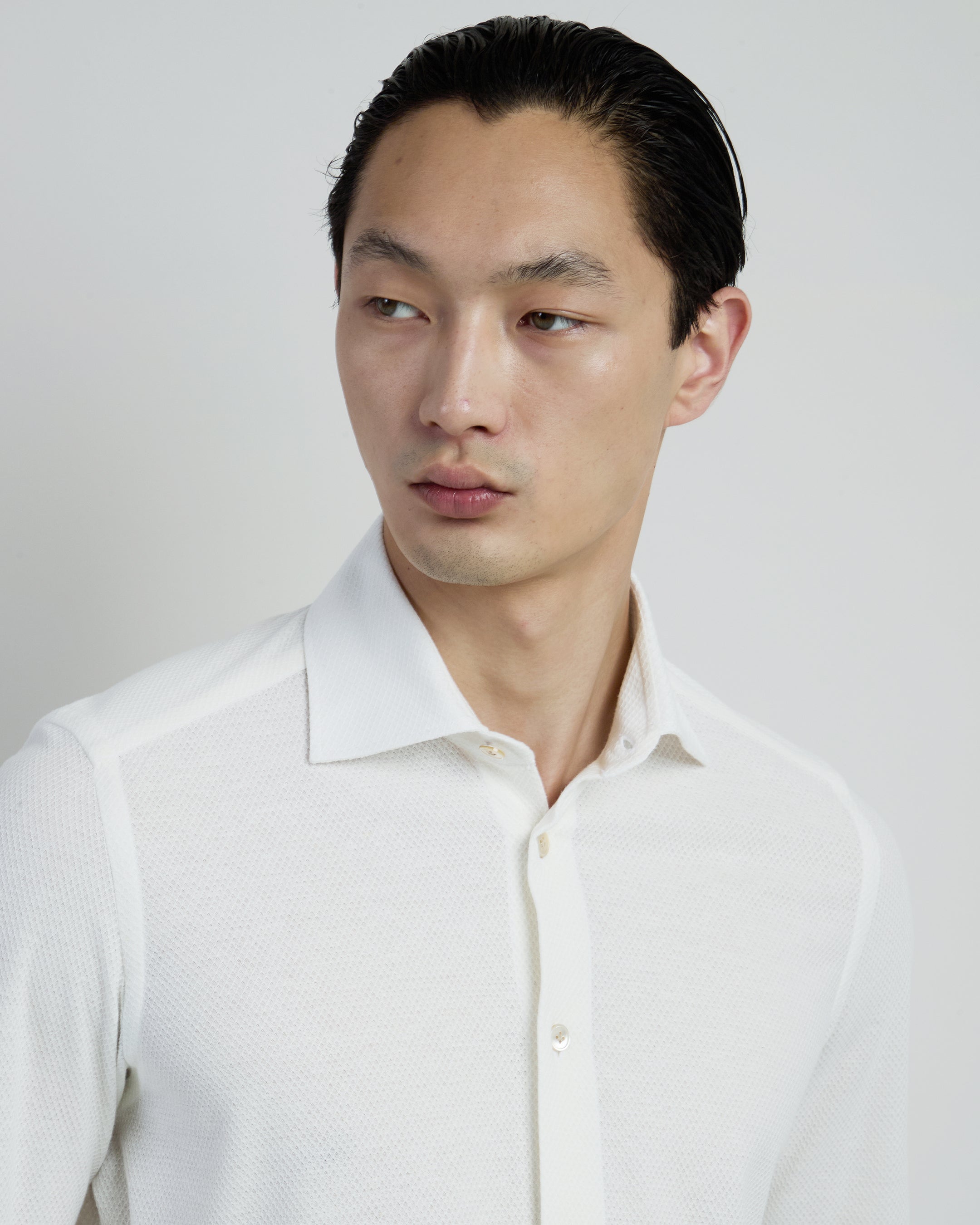 Men's Slim Fit Dandy Shirt in Cotton Linen Jersey