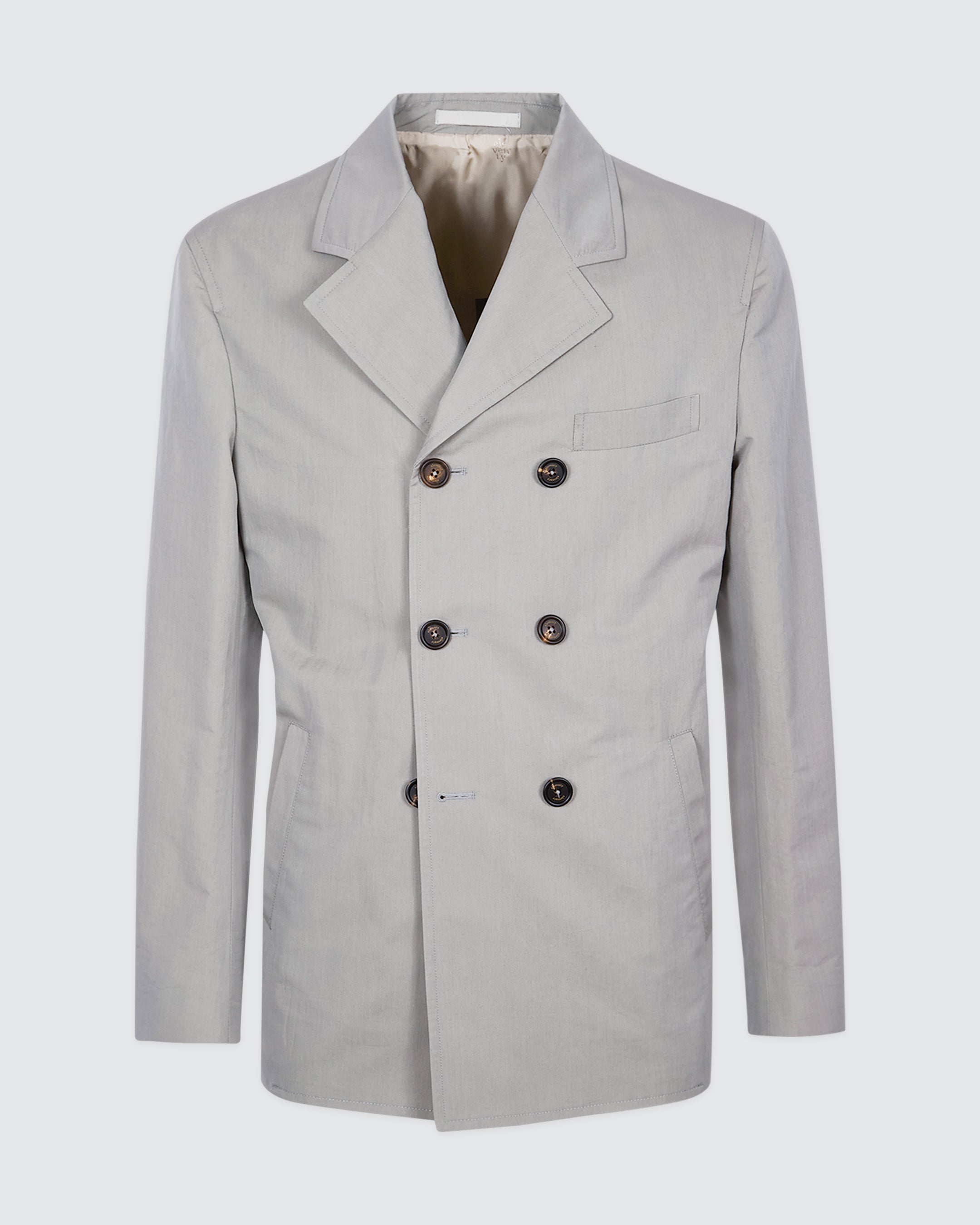 Men's Double-Breasted Peacoat in Cotton and Silk Blend