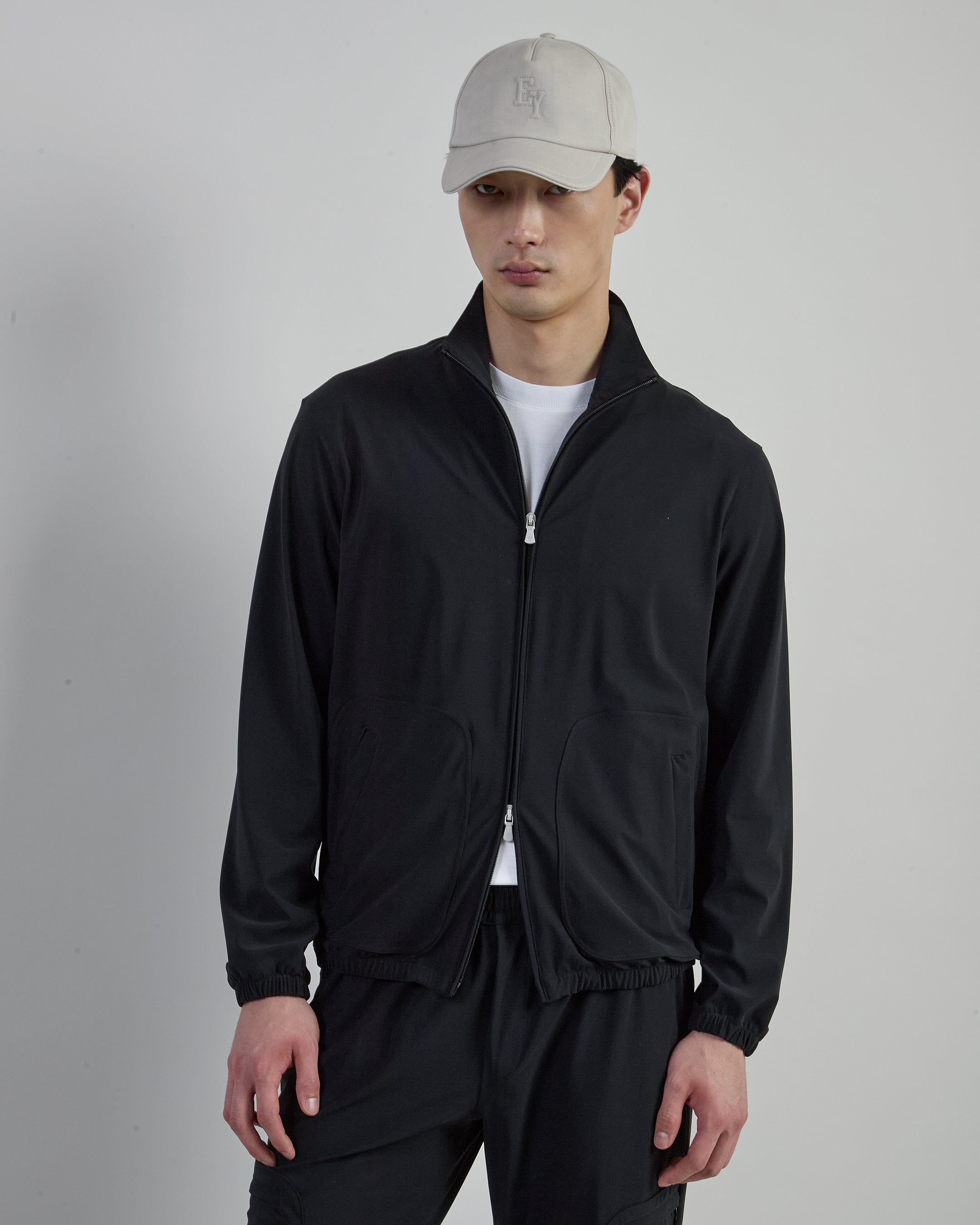 Men's Technical Jersey Zip-Up Jacket with Mock Neck