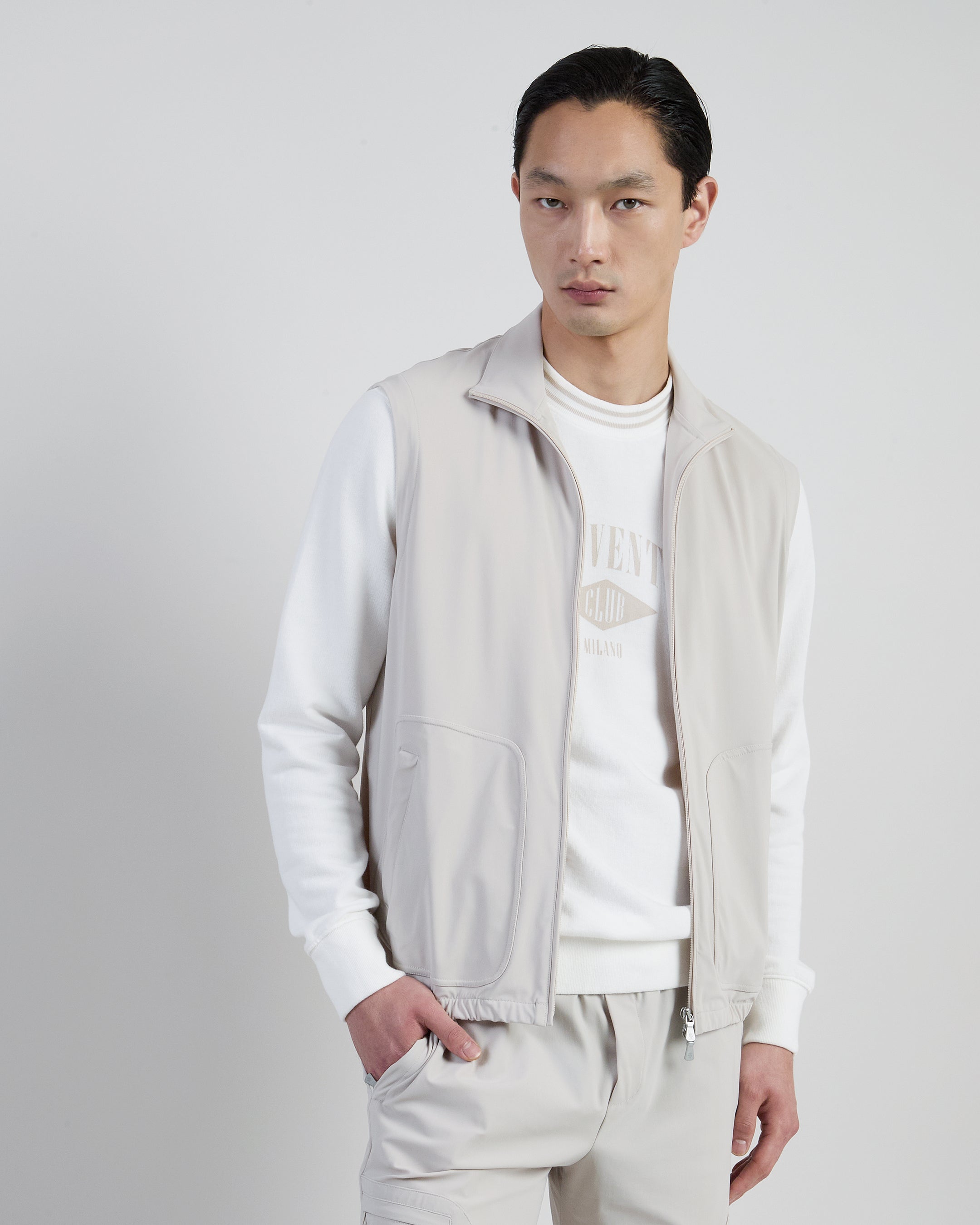 Men's Technical Jersey Mock Neck Vest in Polyamide