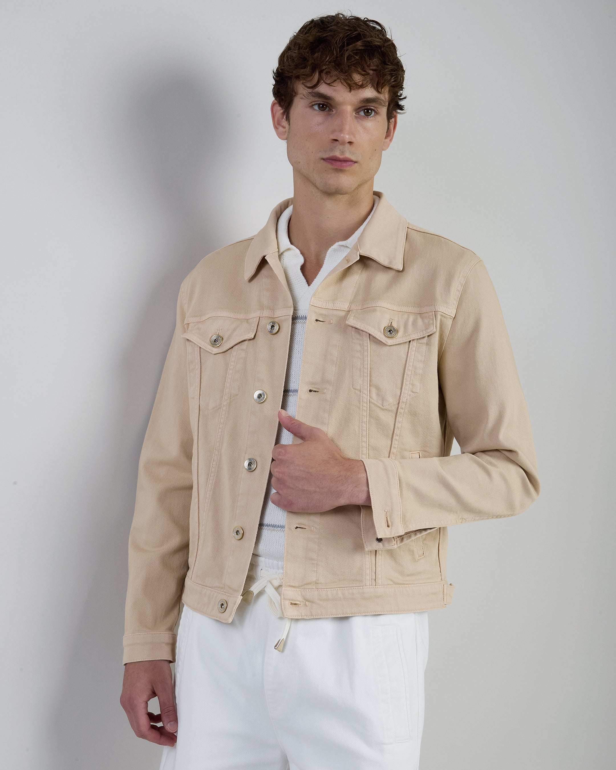 Men's Garment-Dyed Stretch Cotton Denim Jacket