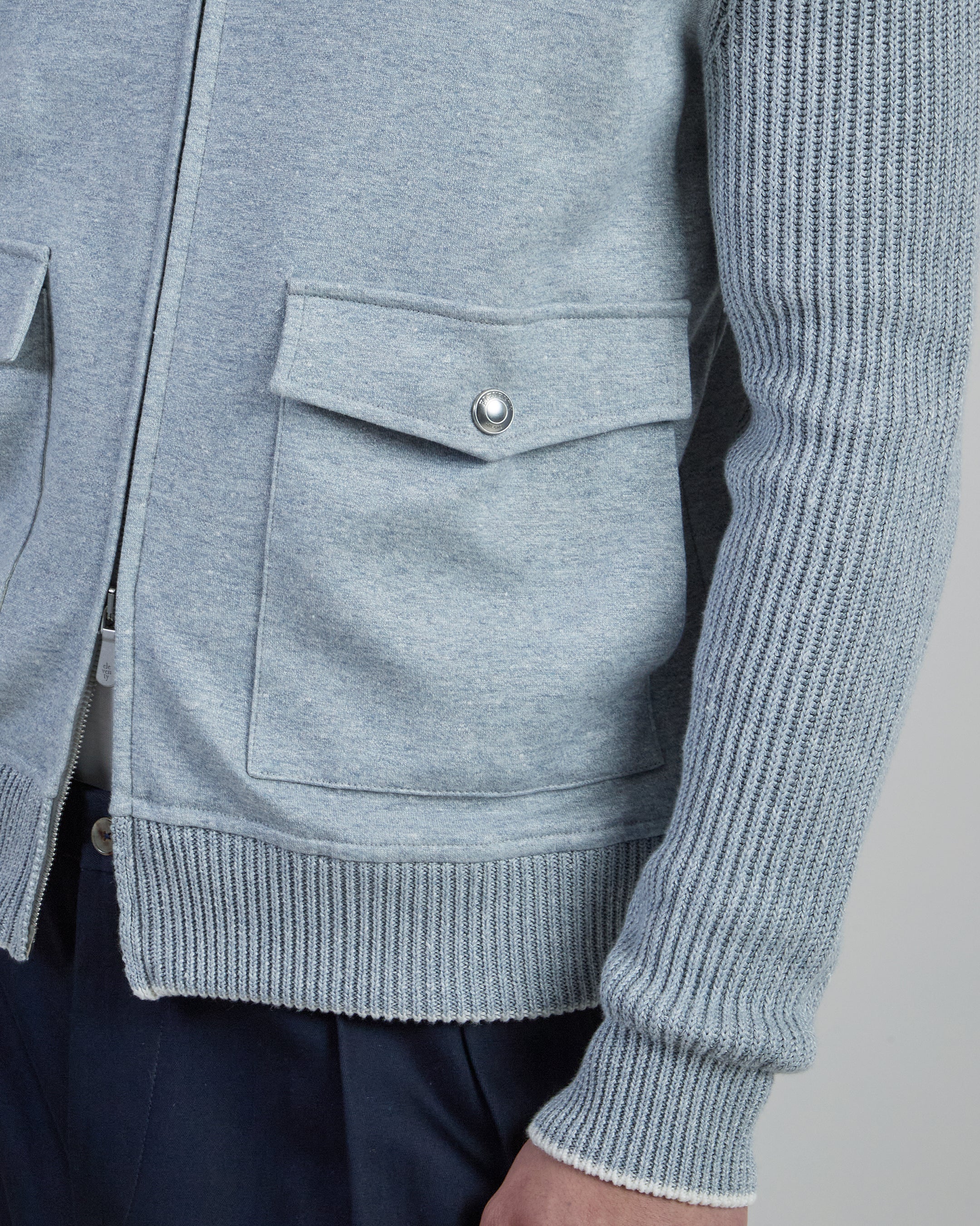 Men's Dual-Material Cotton and Linen Bomber Jacket