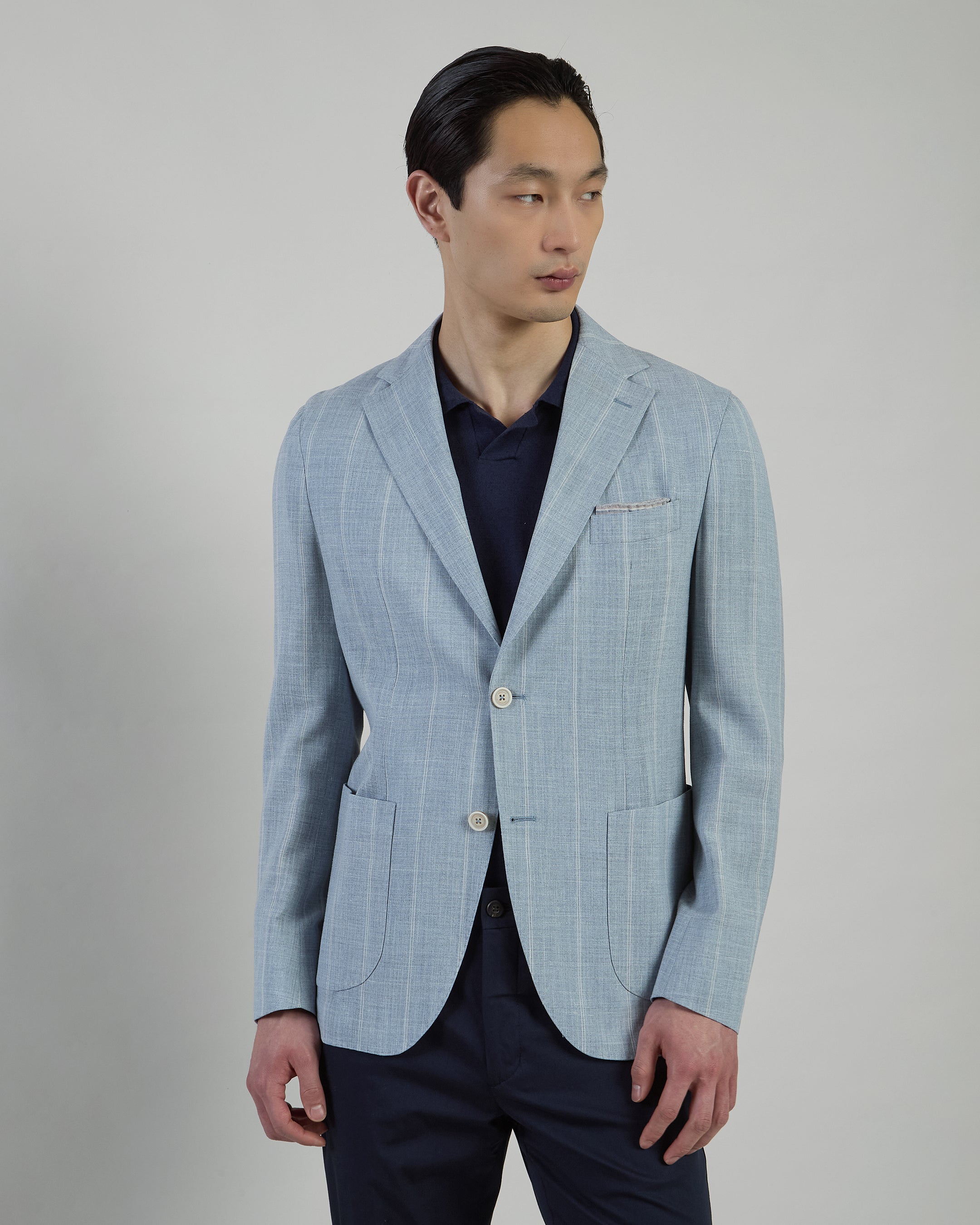 Men's Single-Breasted Wool Silk Linen Slim Jacket