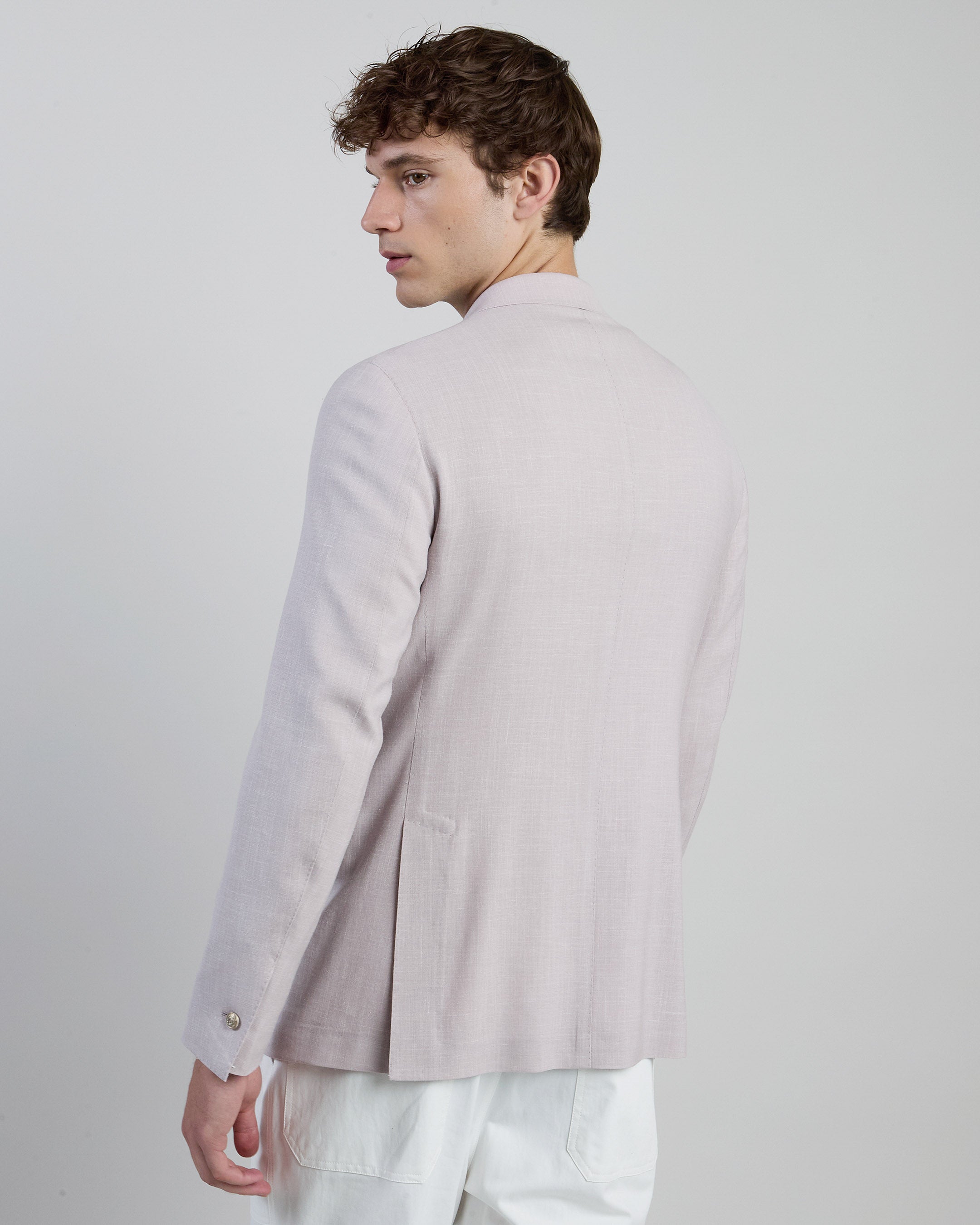 Men's Double-Breasted Wool Silk and Linen Jacket