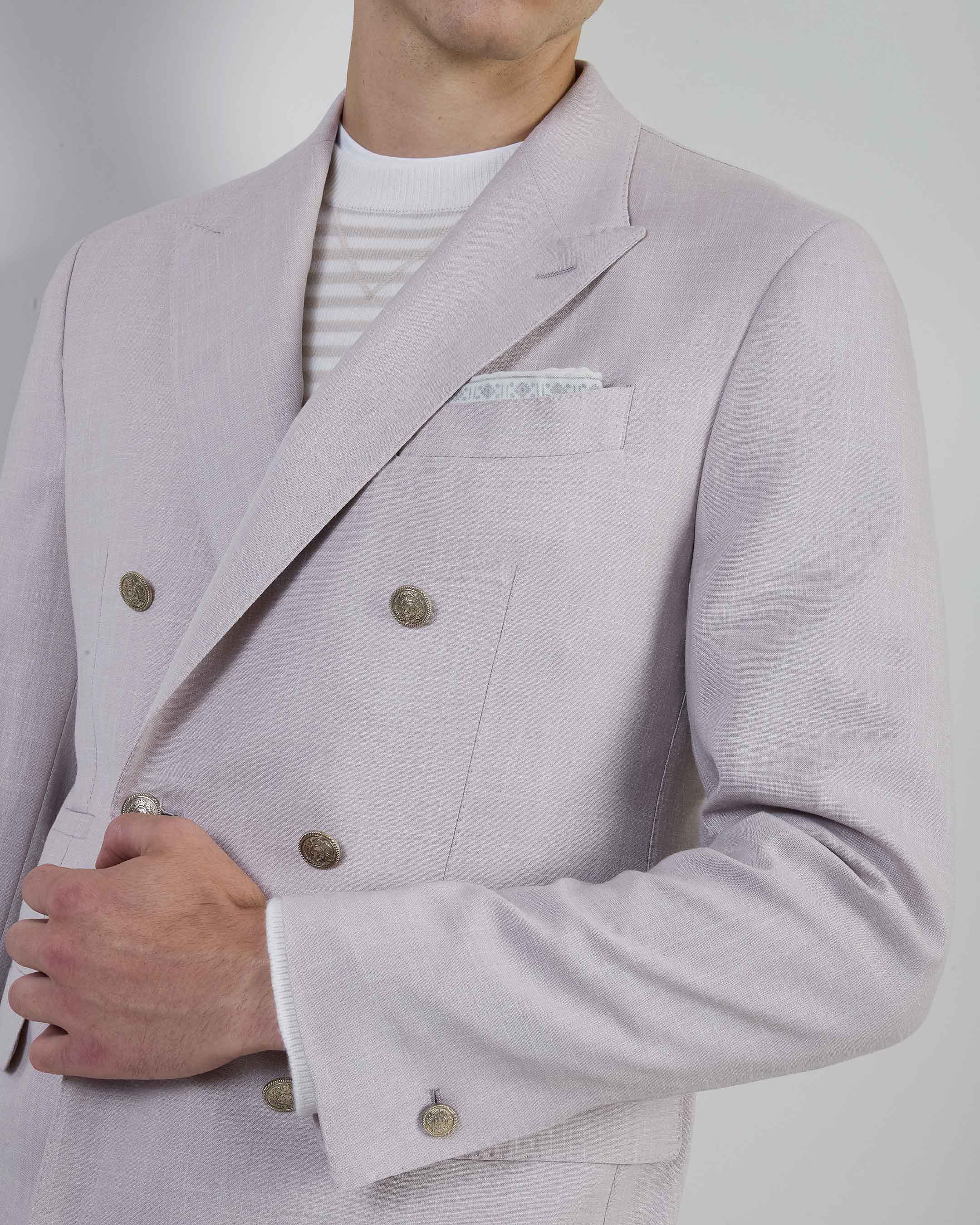 Men's Double-Breasted Wool Silk and Linen Jacket