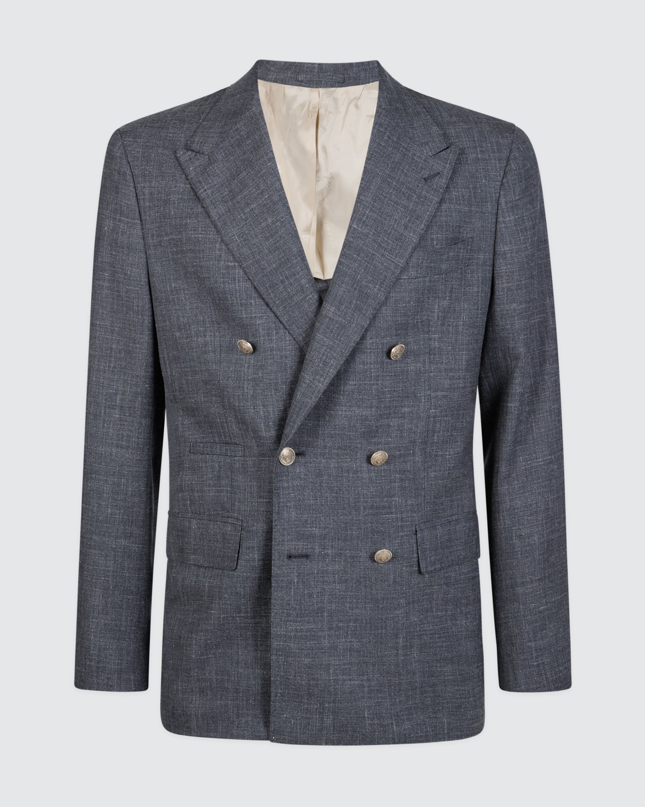 Men's Double-Breasted Wool Silk and Linen Jacket