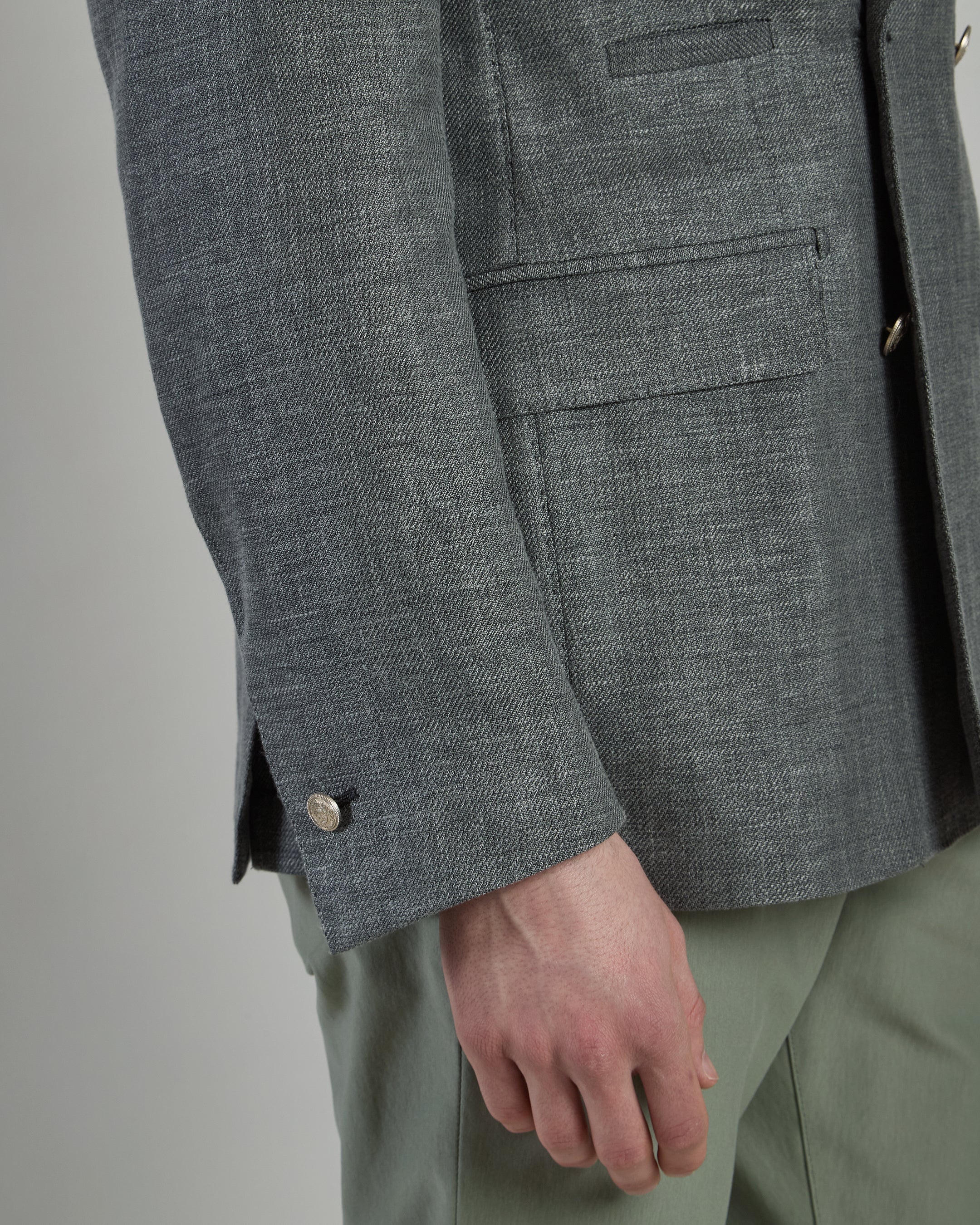 Men's Double-Breasted Linen, Wool and Silk Jacket