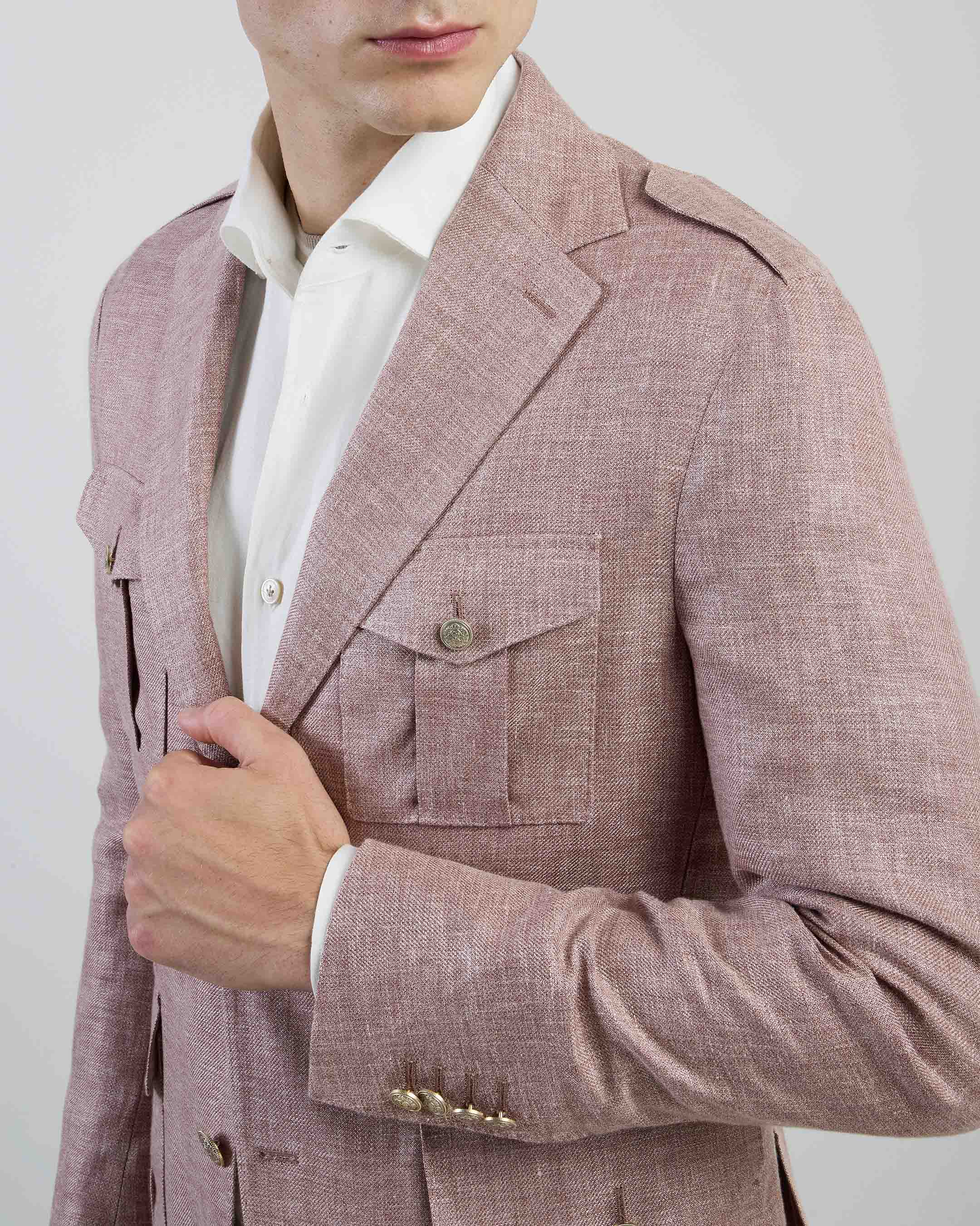 Men's Single-Breasted Linen Cashmere and Silk Jacket