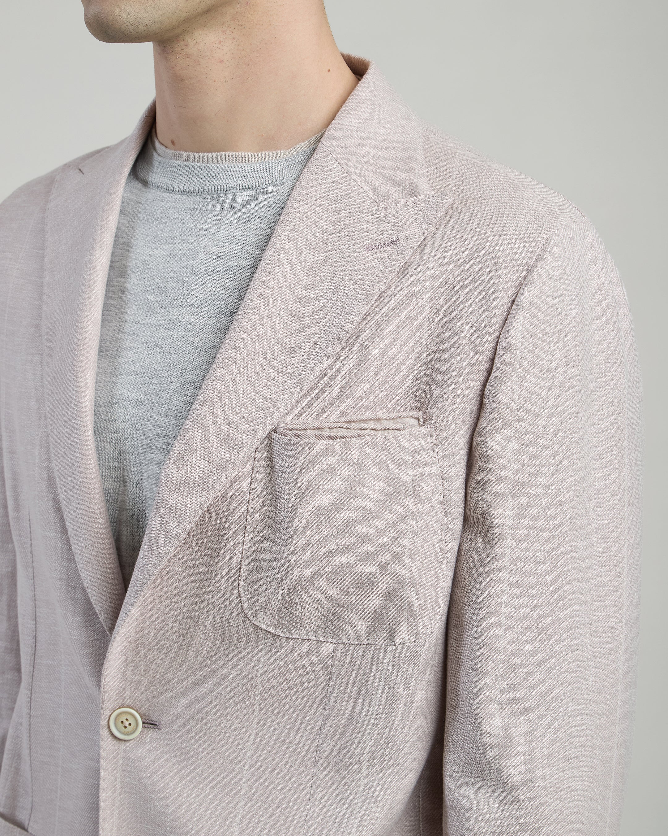 Men's Single-Breasted Linen Wool and Silk Jacket