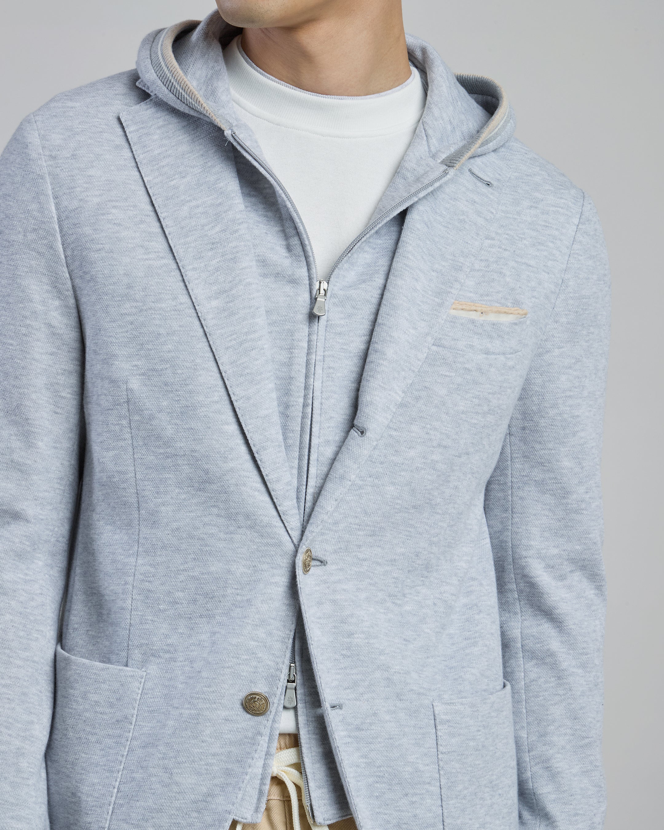 Men's Cotton Jersey Jacket with Detachable Hooded Bib