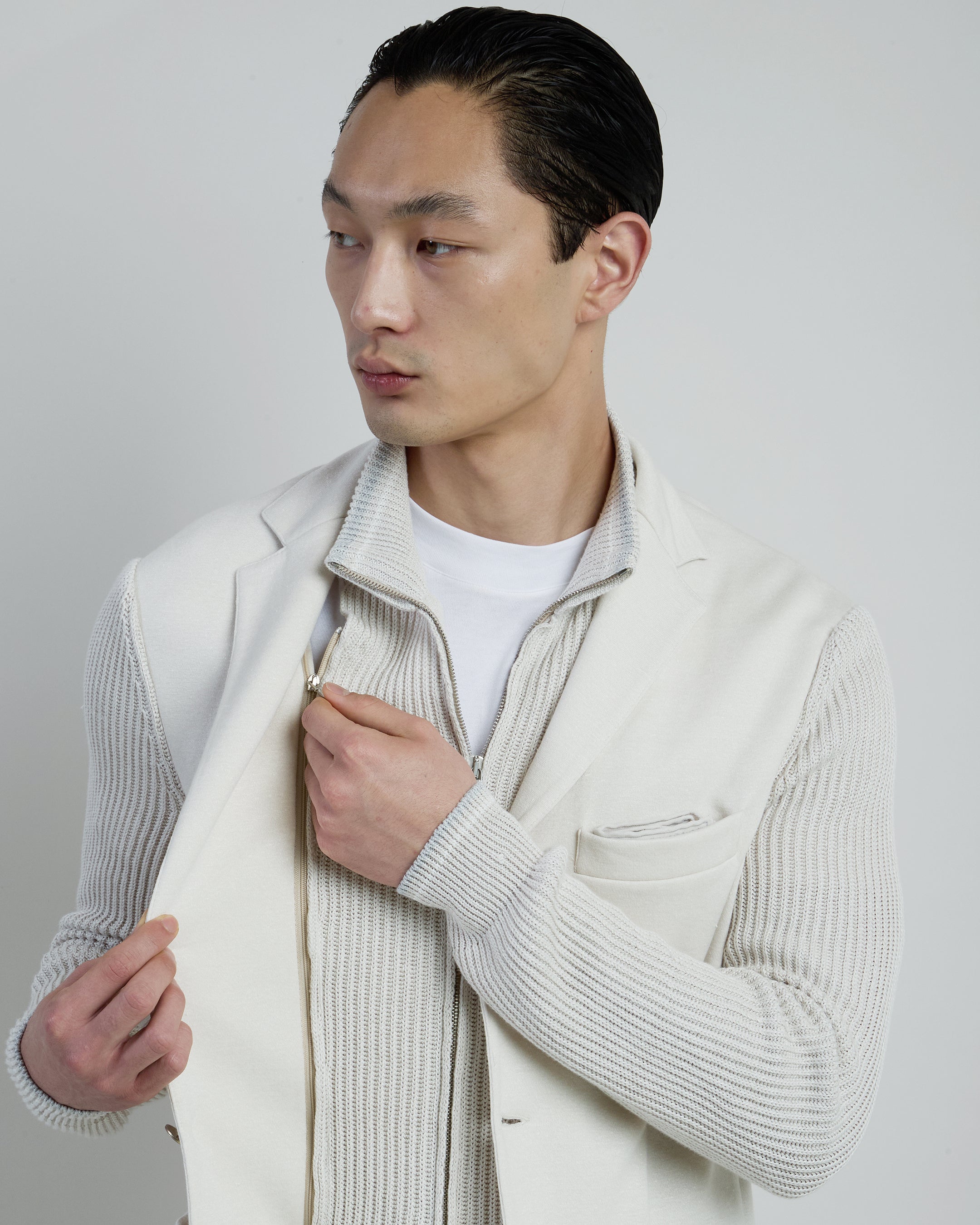 Men's Cotton Linen Single-Breasted Jacket with Bib