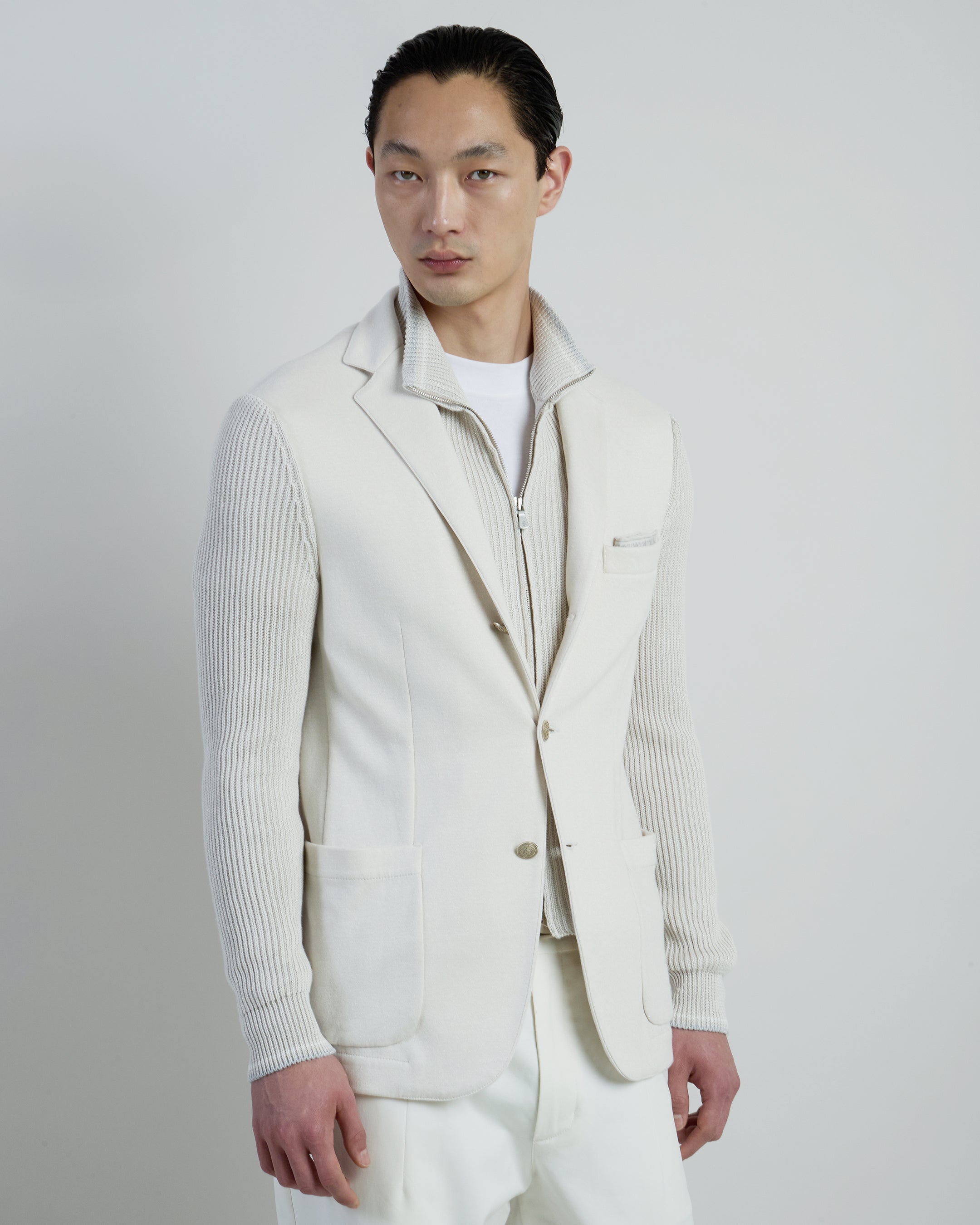 Men's Cotton Linen Single-Breasted Jacket with Bib
