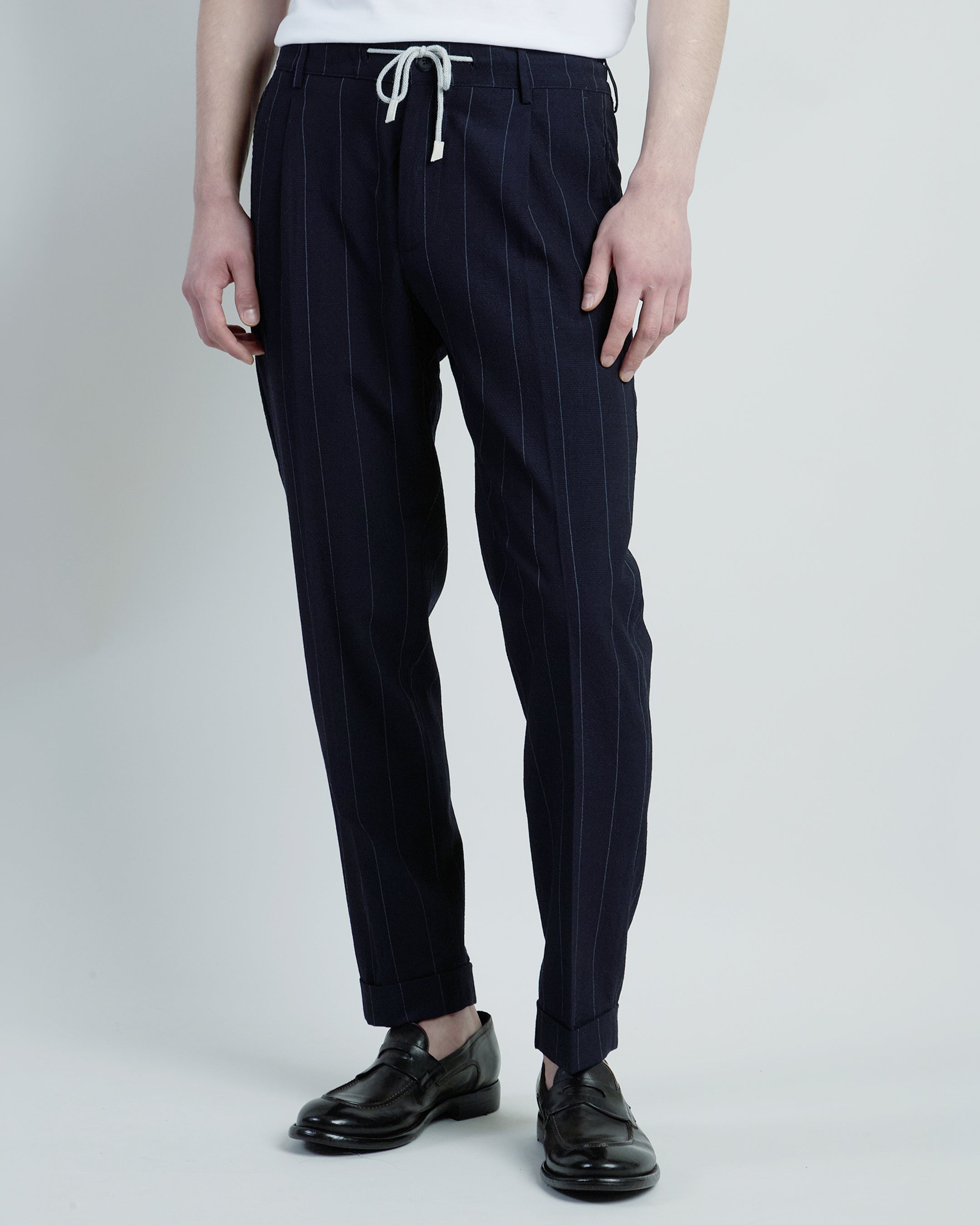 Men's Stretch Wool Jogger Trousers with Pleats