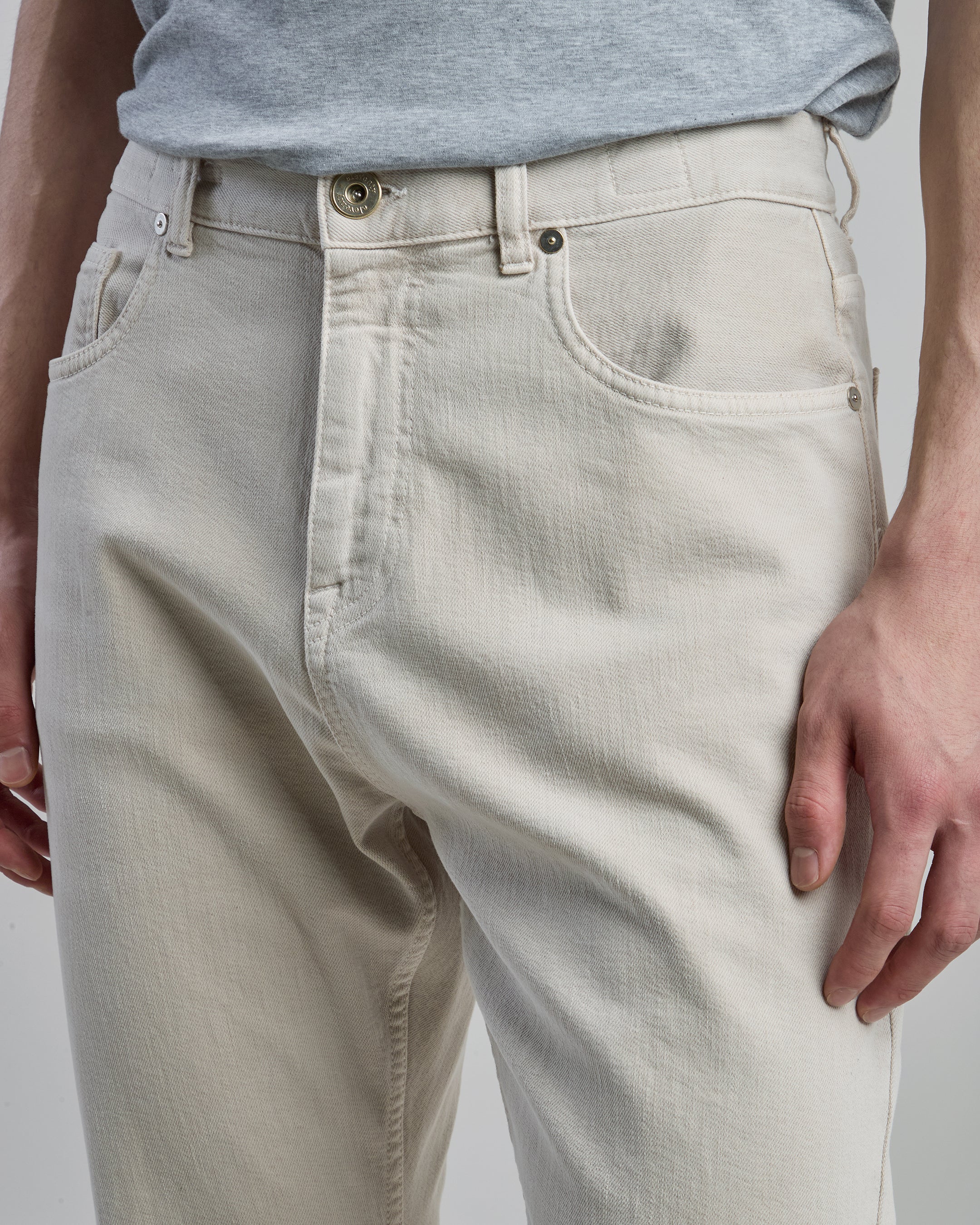 Men's Regular Fit Garment-Dyed Cotton Denim Trousers