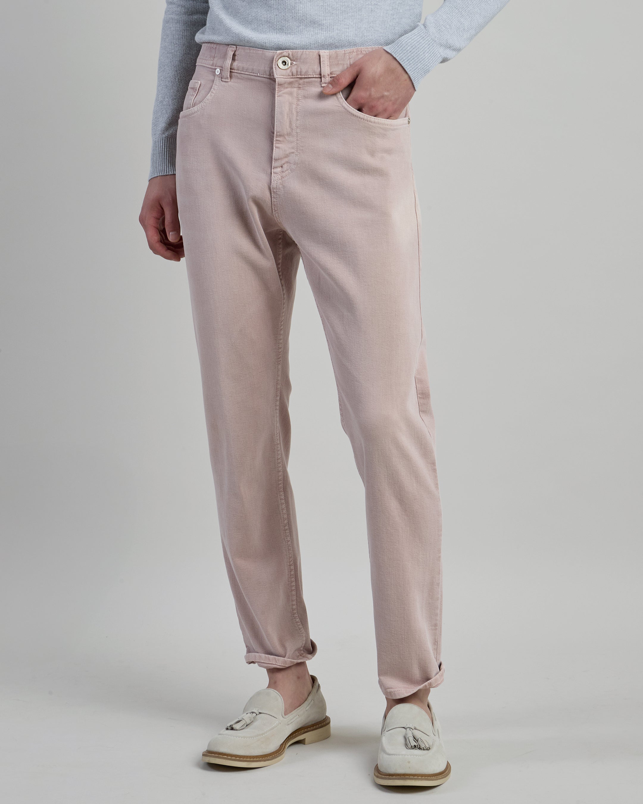 Men's Regular Fit Garment-Dyed Cotton Denim Trousers