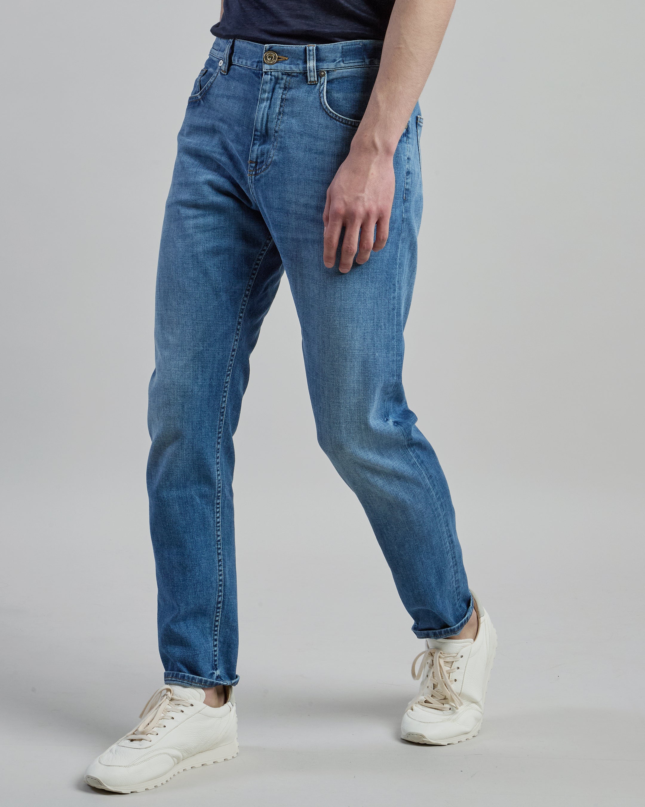 Men's Regular Fit 5-Pocket Trousers in Cotton Denim