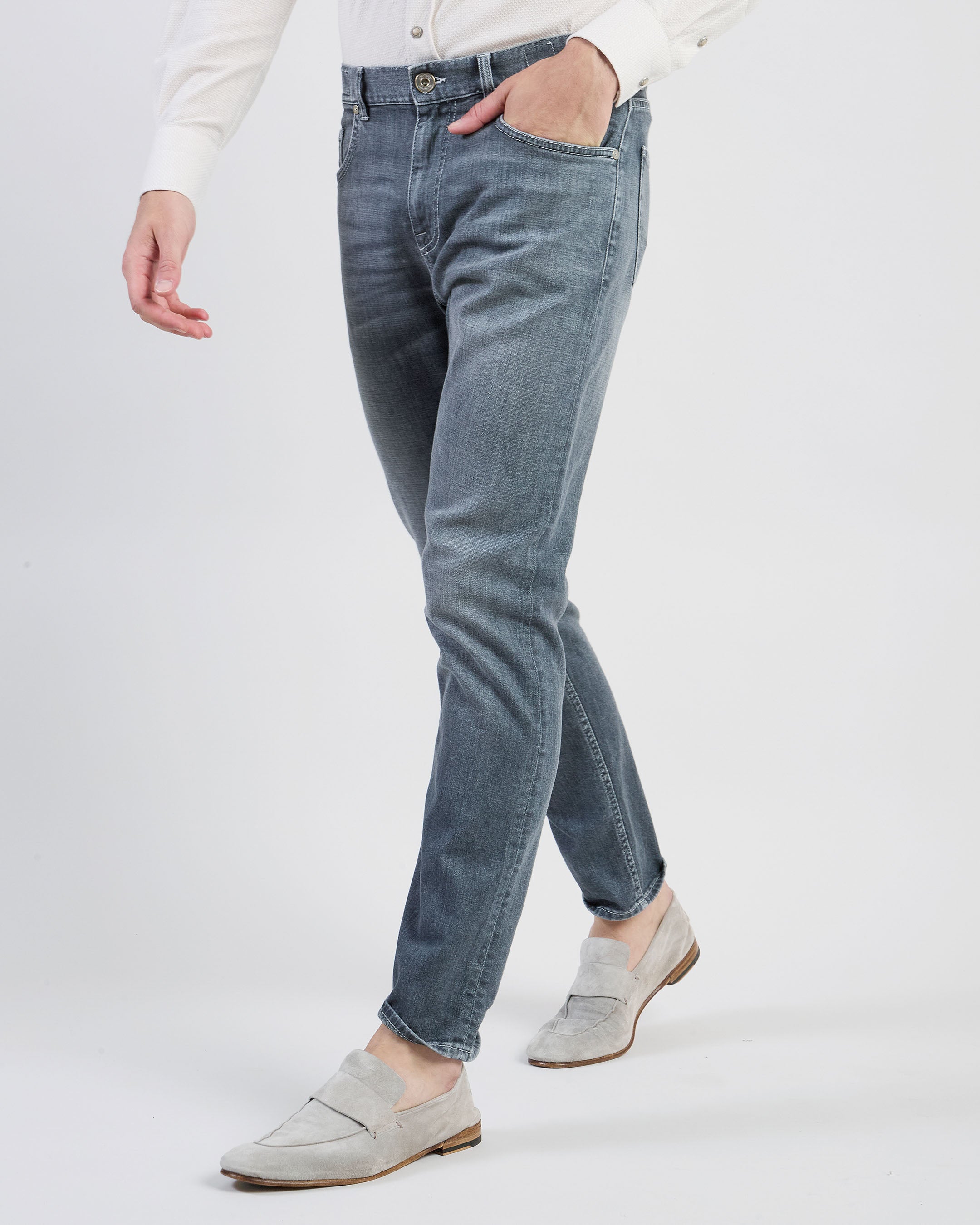 Men's Regular Fit Cotton Denim 5-Pocket Trousers