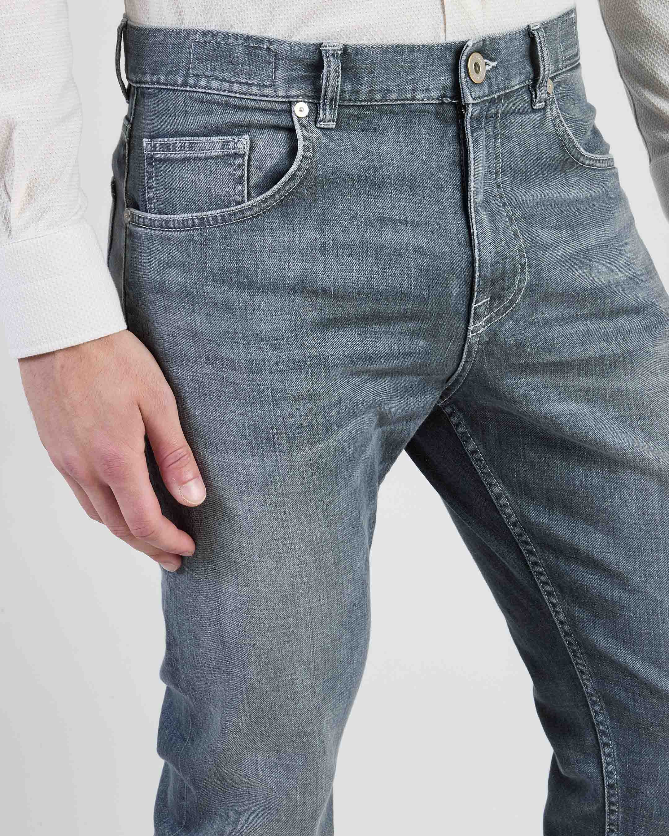 Men's Regular Fit Cotton Denim 5-Pocket Trousers