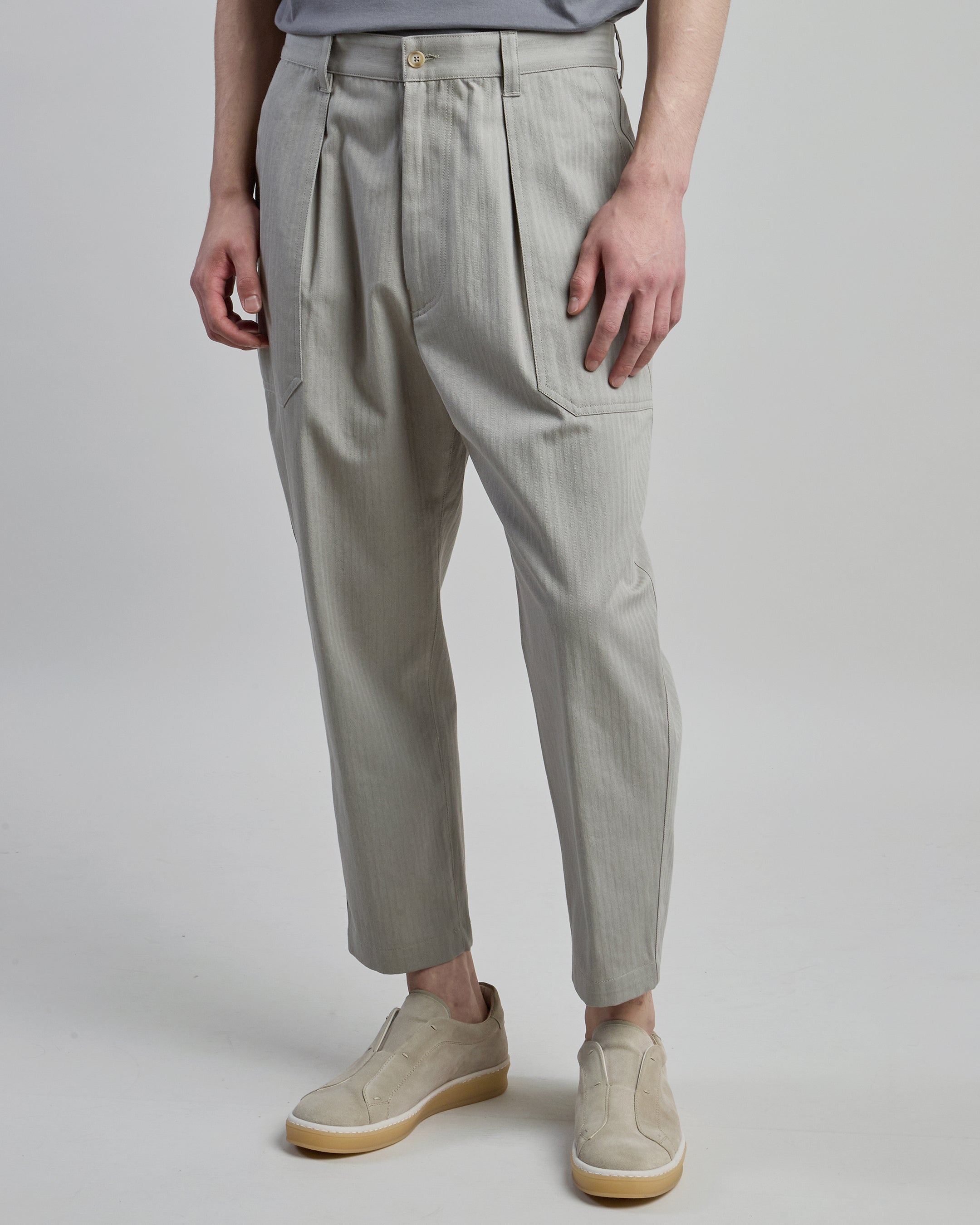 Pantalone Fatique in Cotone Relax Fit con Pinces