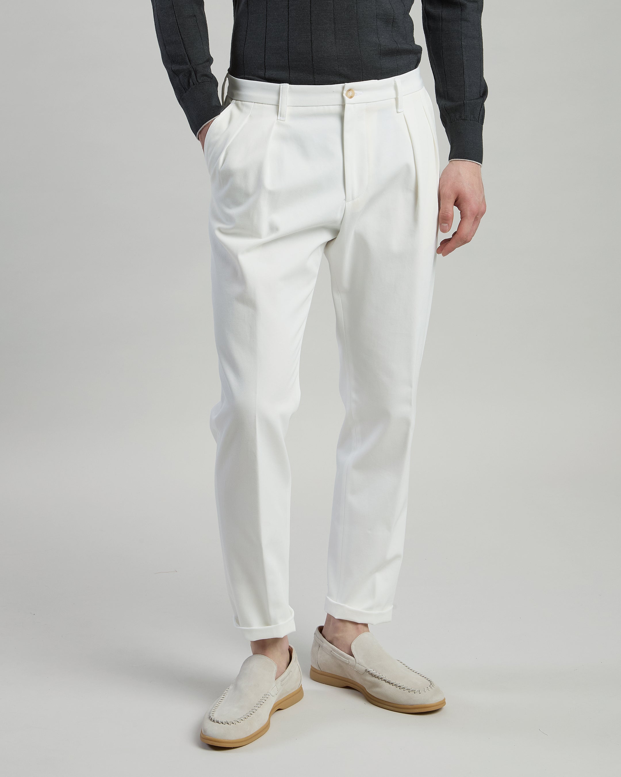 Men's Tailored Cotton Pleated Trousers Made in Italy