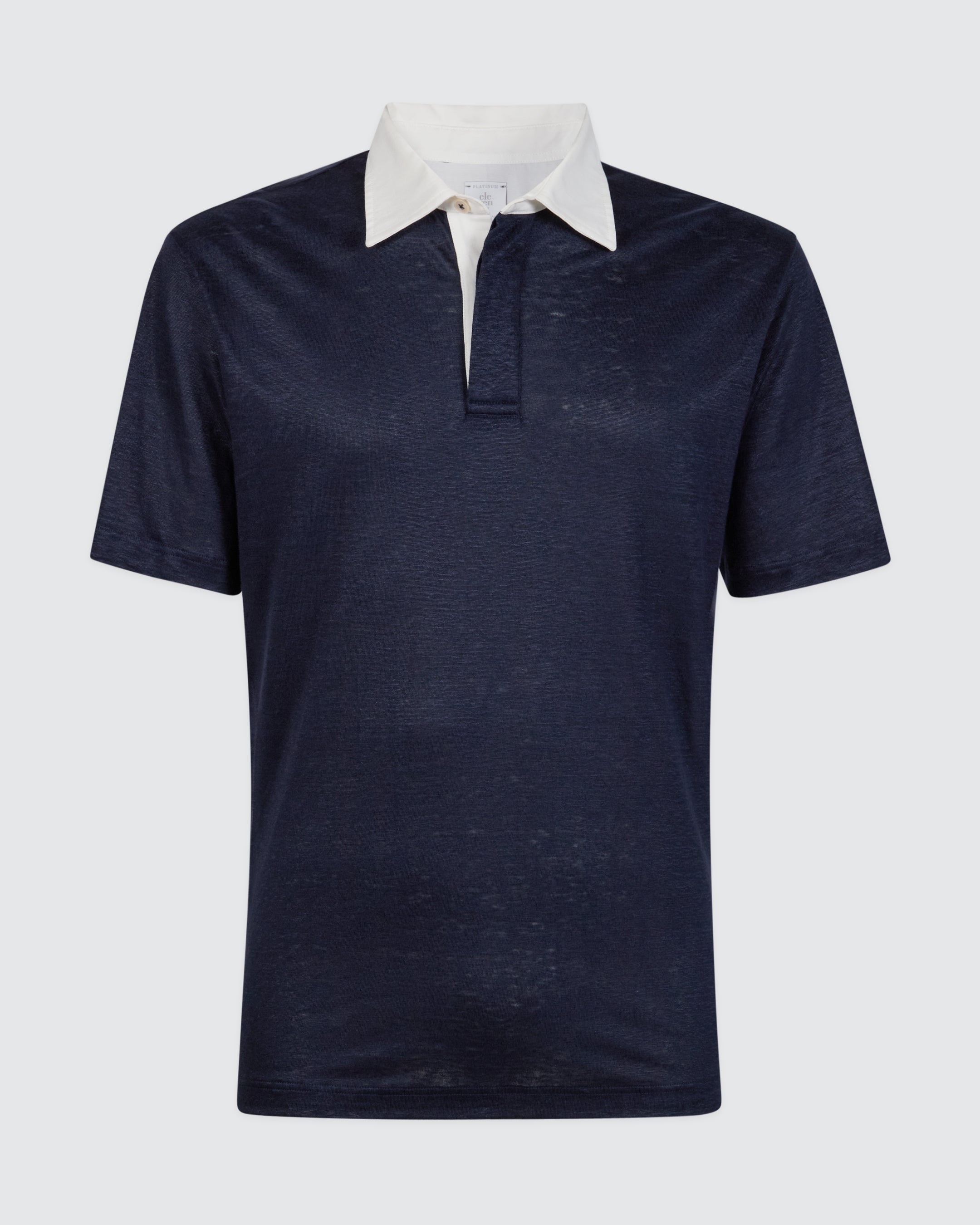 Men's Linen Jersey Polo Shirt with Contrast Collar