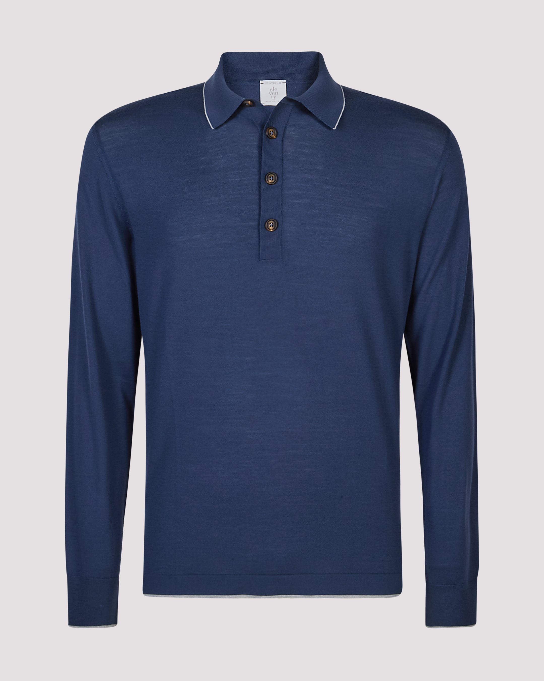 14 Micron Merino Wool Long-Sleeve Knitted Polo Shirt