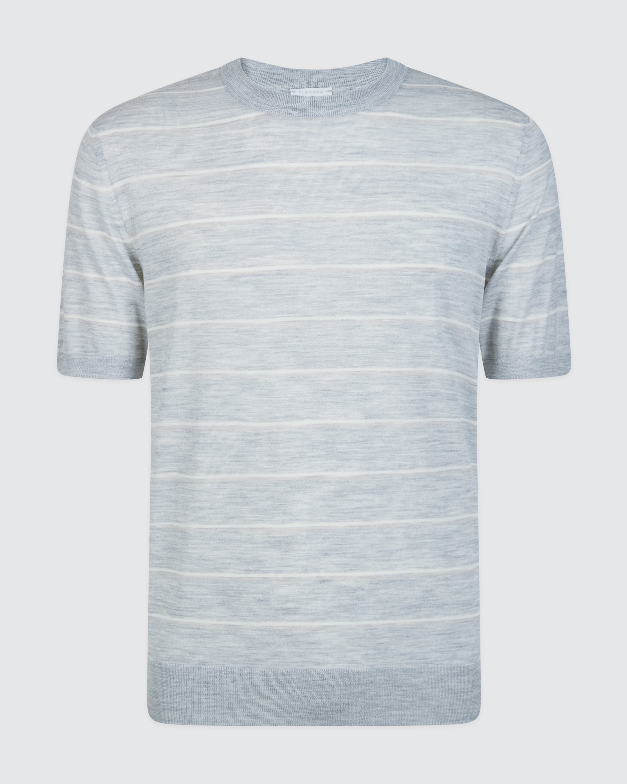 Men's 14 Micron Merino Wool Striped Crew Neck Sweater