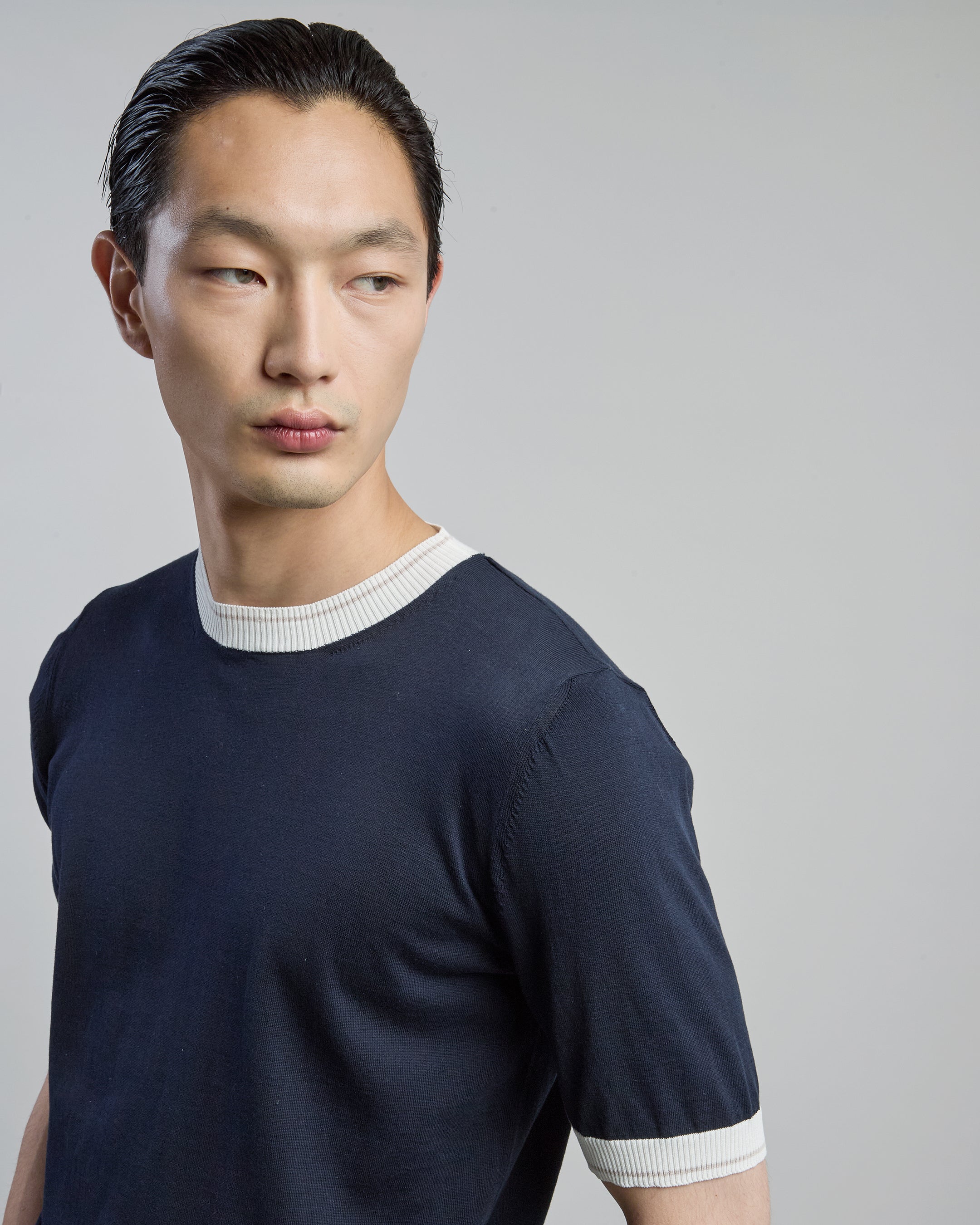 Men's Short Sleeve Cotton Crew Neck Sweater
