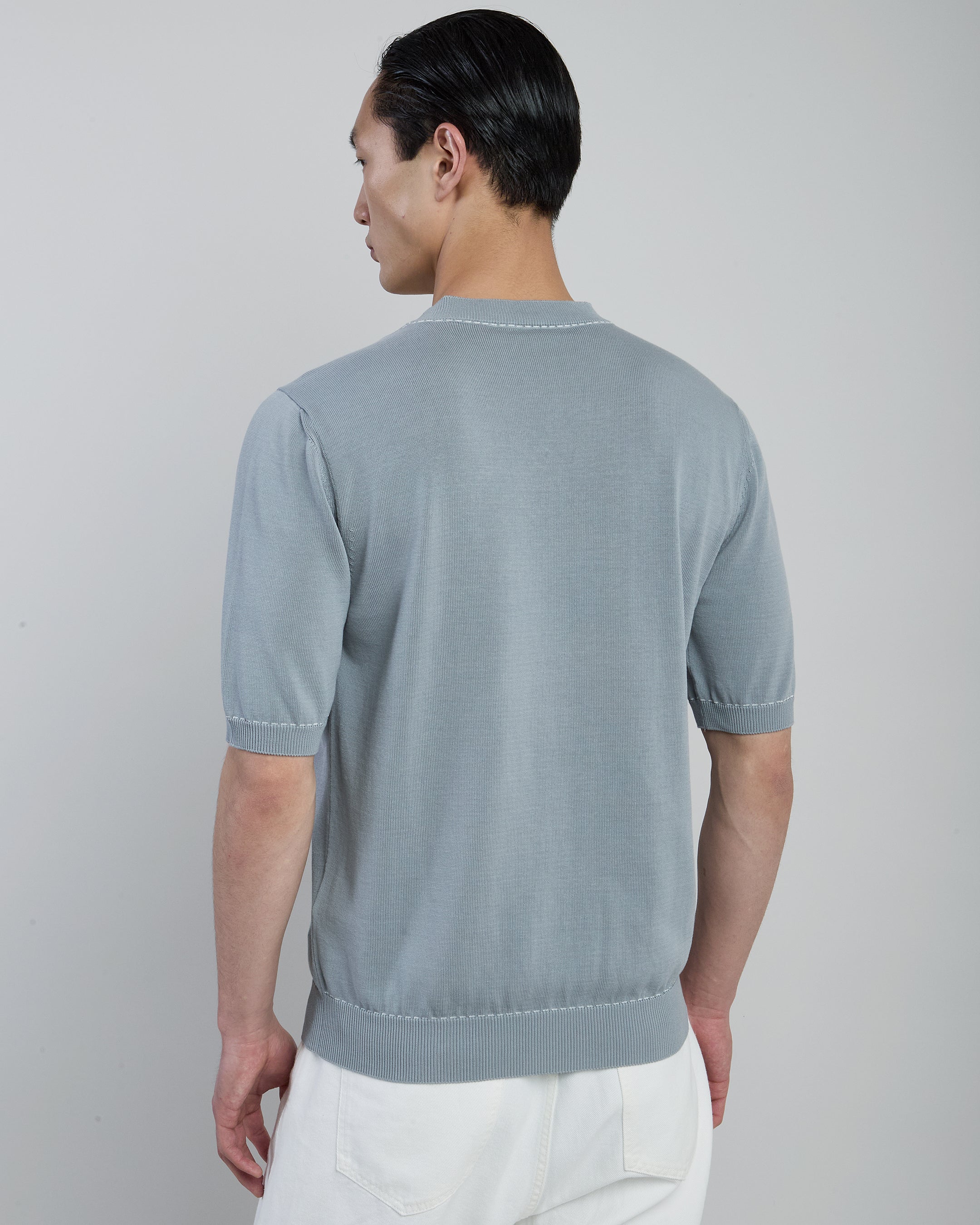 Men's Crew Neck Sweater in Fine Cool Cotton Gauge 12