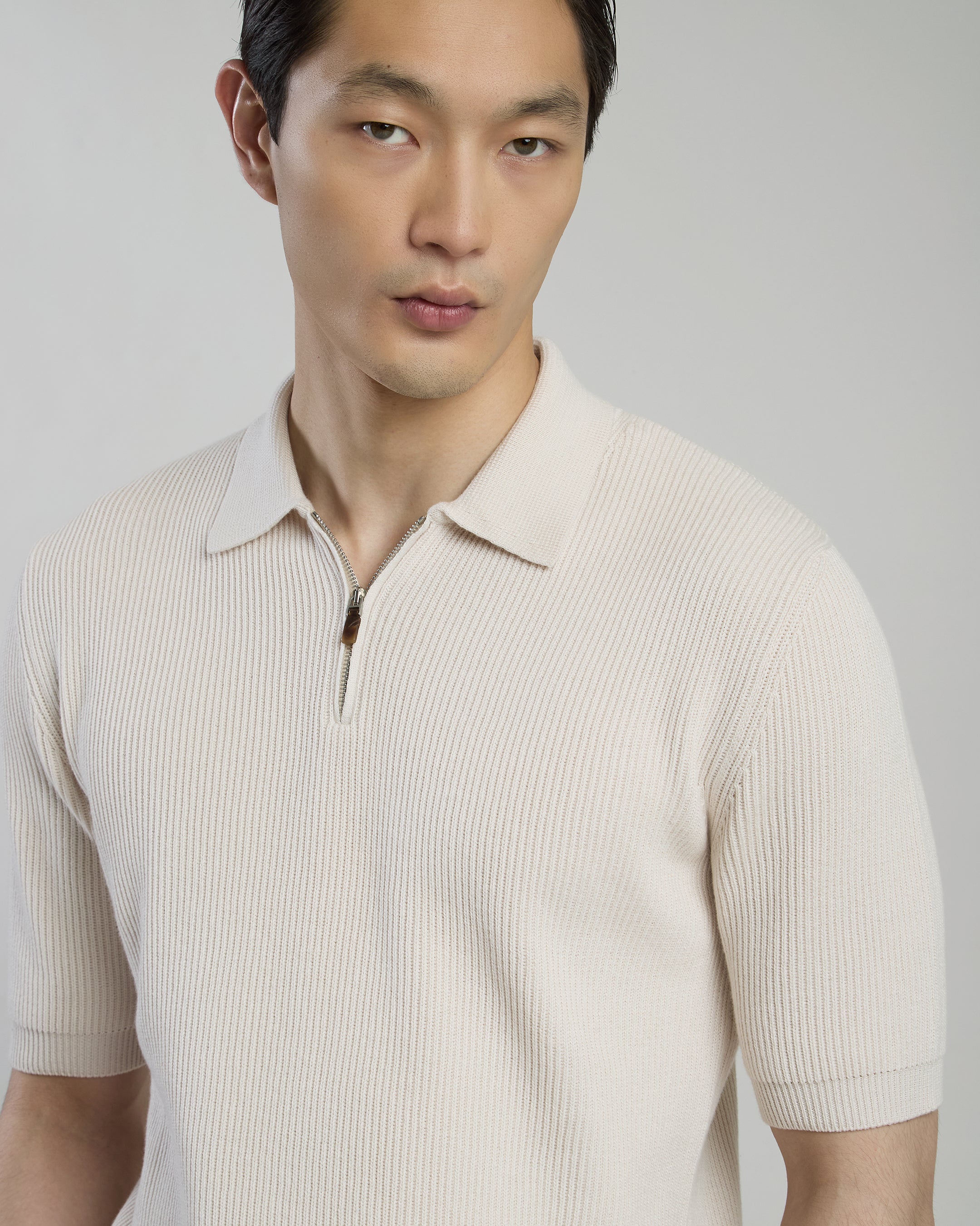 Men's Half-Zip Cotton and Cashmere Polo Sweater