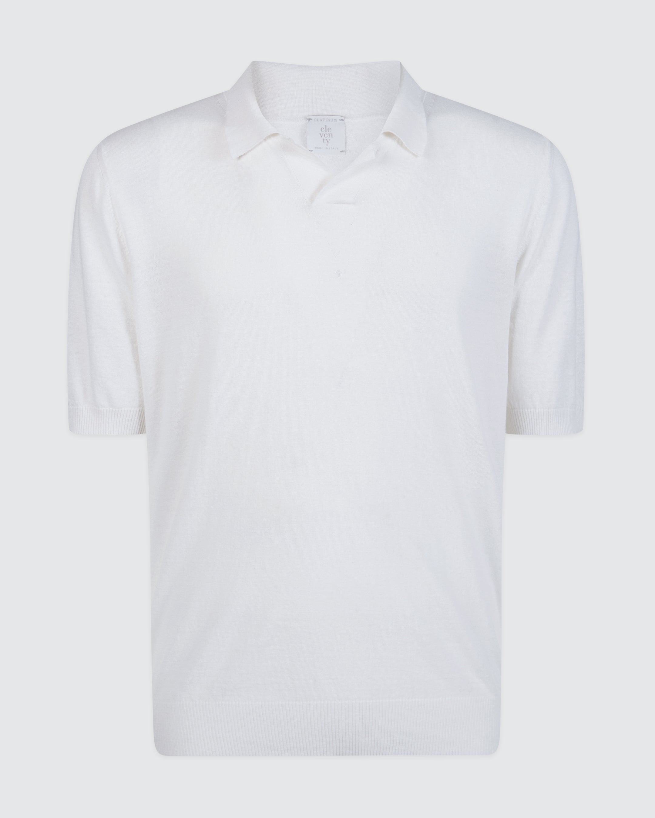 Linen and Cotton Knitted Polo Shirt - Bowling Collar