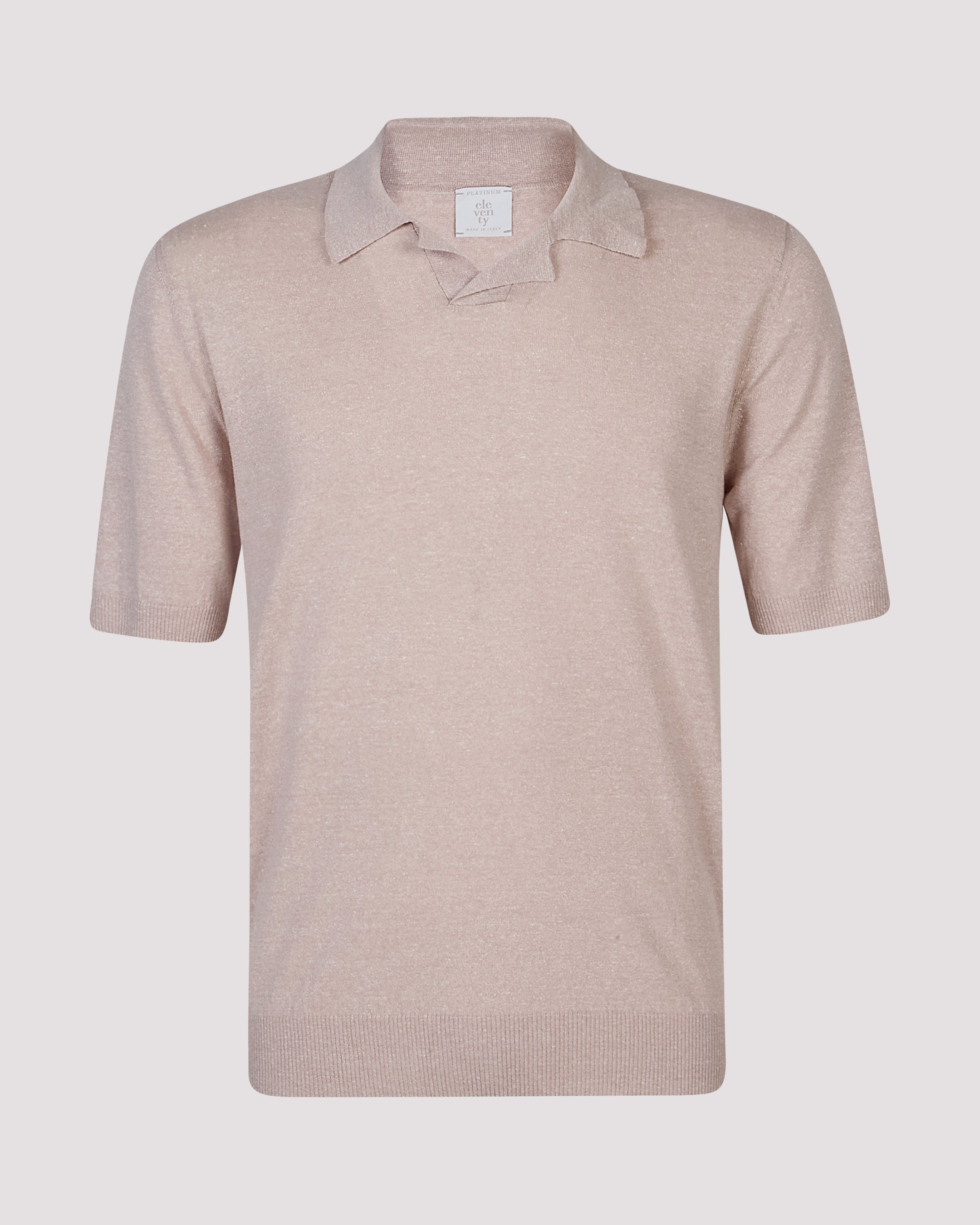 Linen and Cotton Knitted Polo Shirt - Bowling Collar