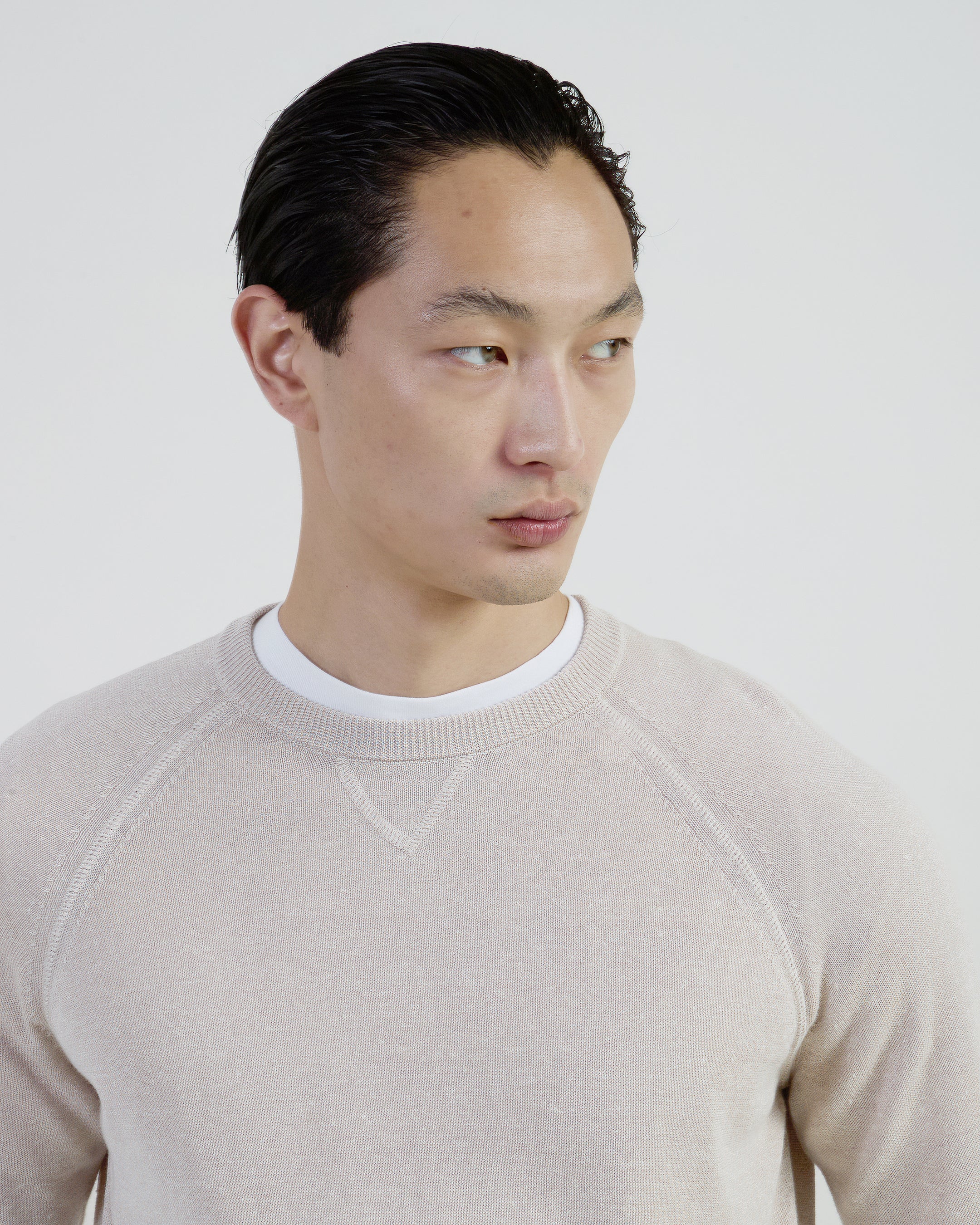 Men's Crew Neck Linen and Cotton Sweater