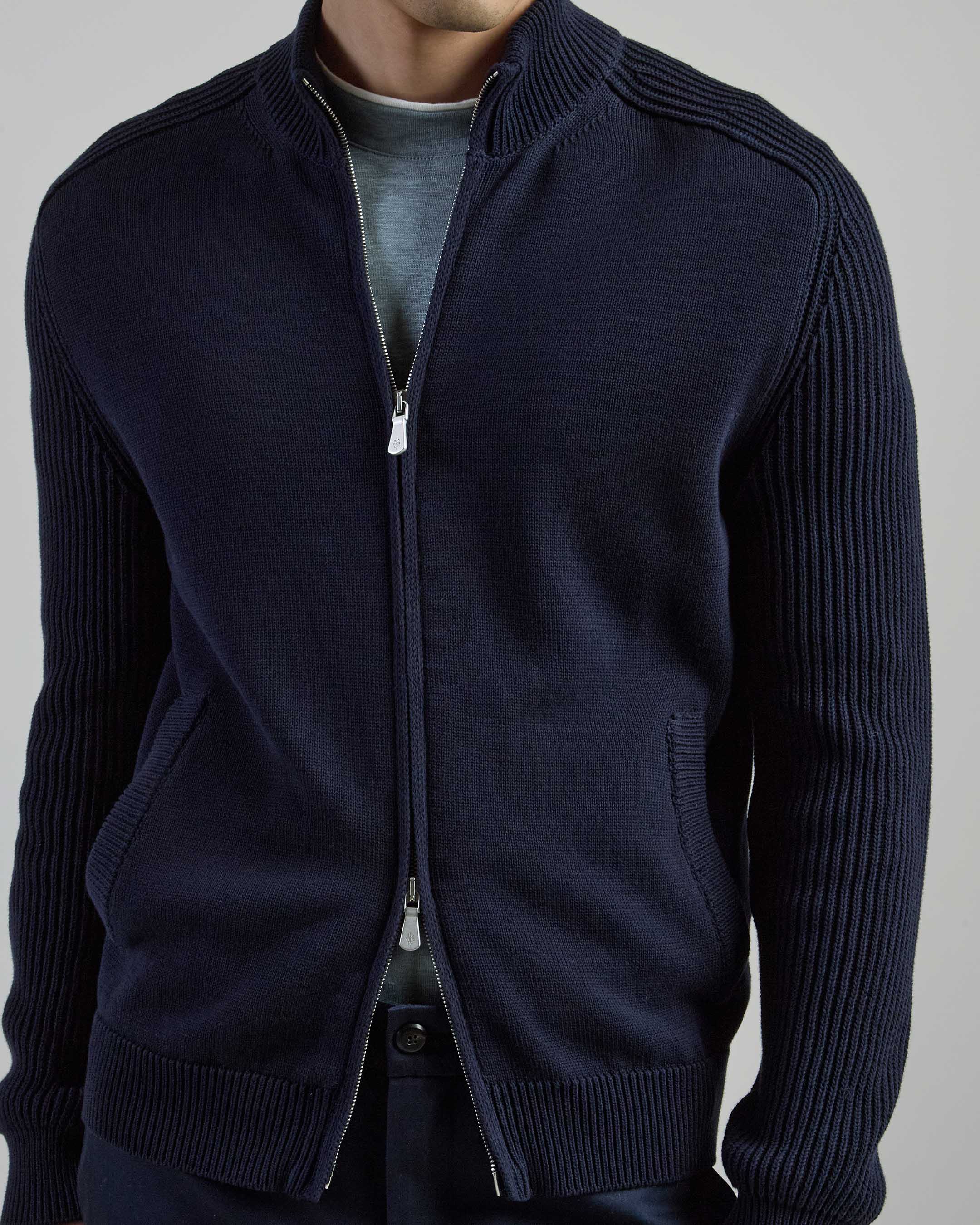 Maglia Full Zip in Cotone Finezza 7 da Uomo