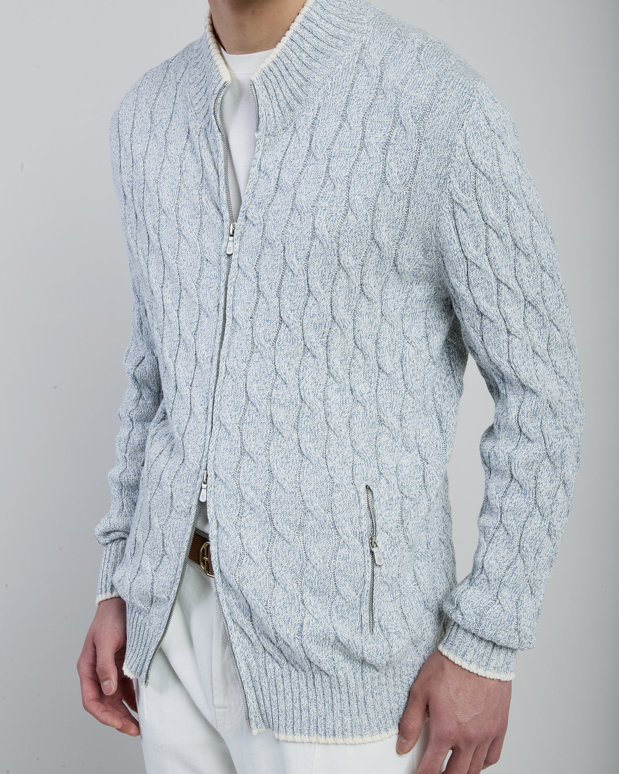 Giacca-Maglia in Cotone Pregiato con Collo in Piedi