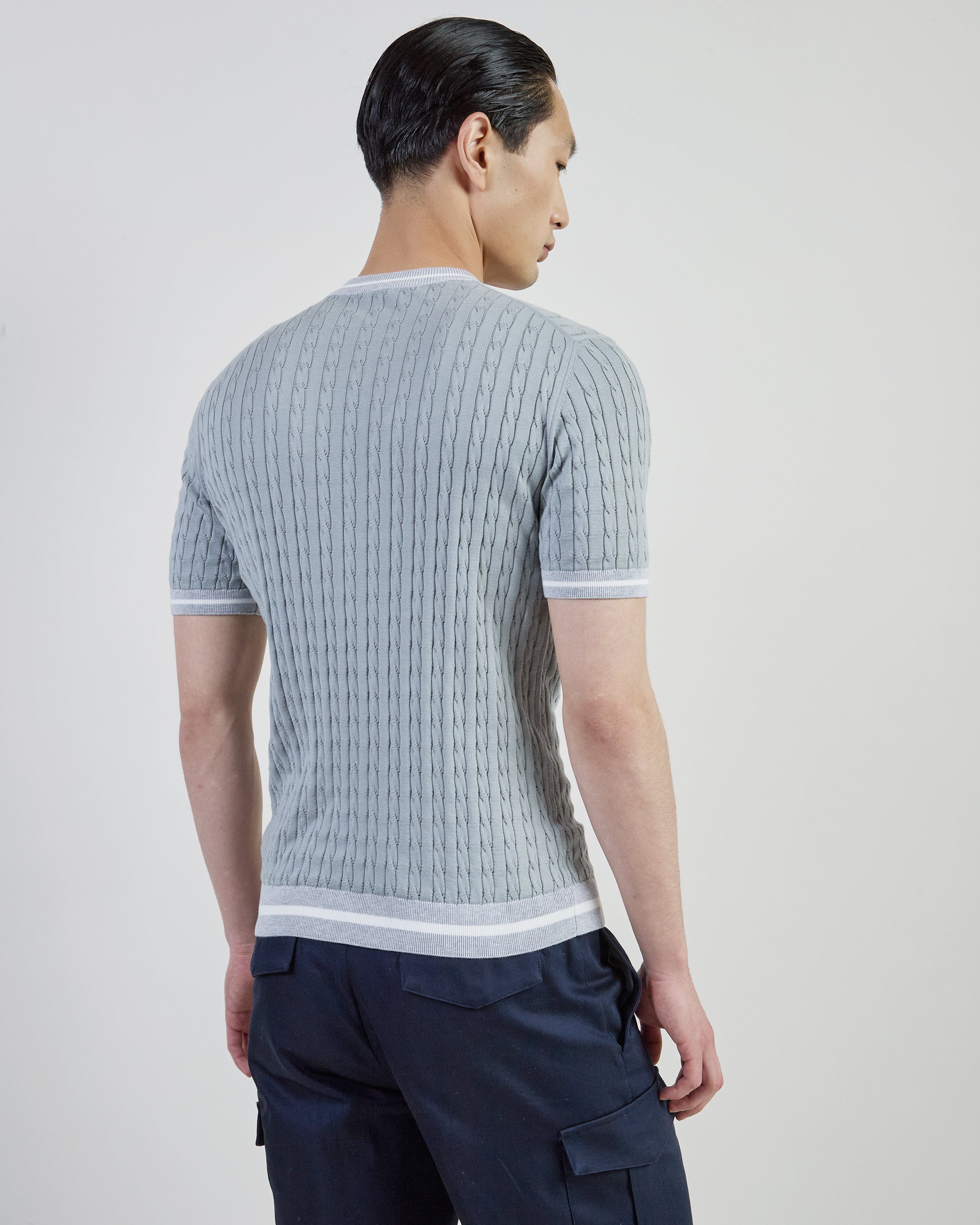 Sea Island Cotton Braided Crew Neck Sweater