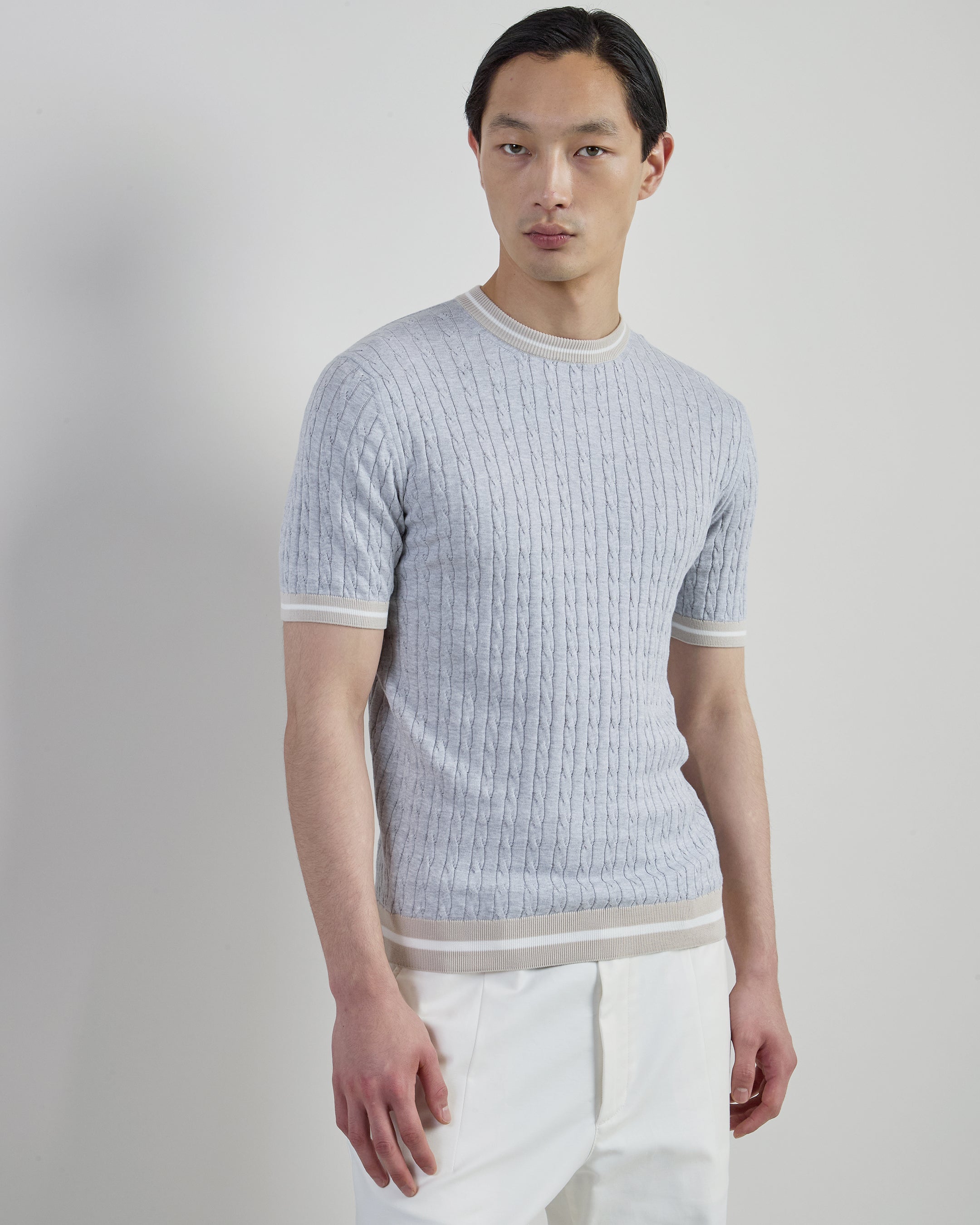 Sea Island Cotton Braided Crew Neck Sweater