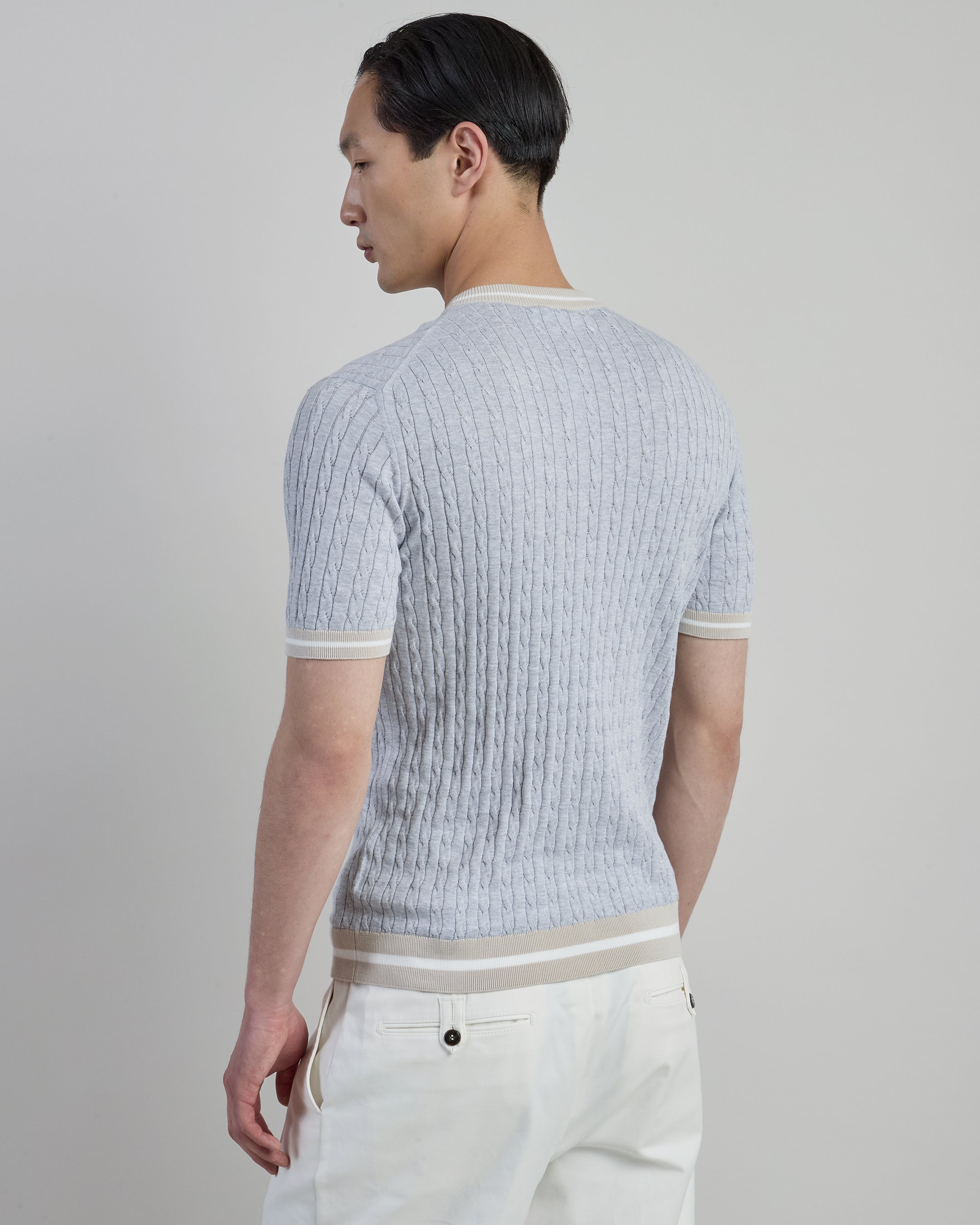 Sea Island Cotton Braided Crew Neck Sweater