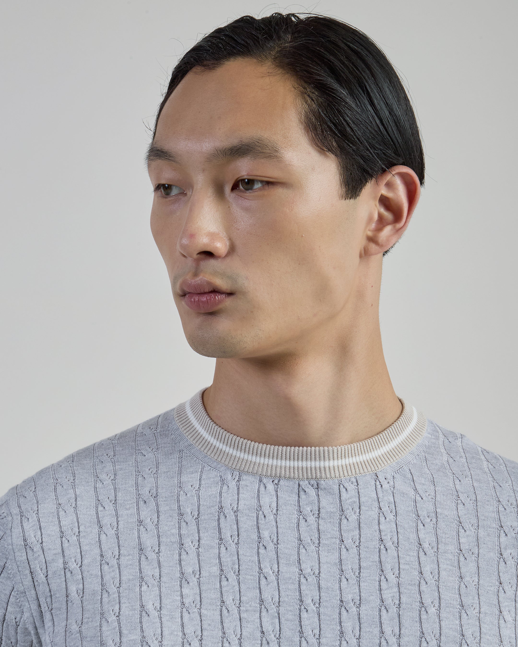Sea Island Cotton Braided Crew Neck Sweater