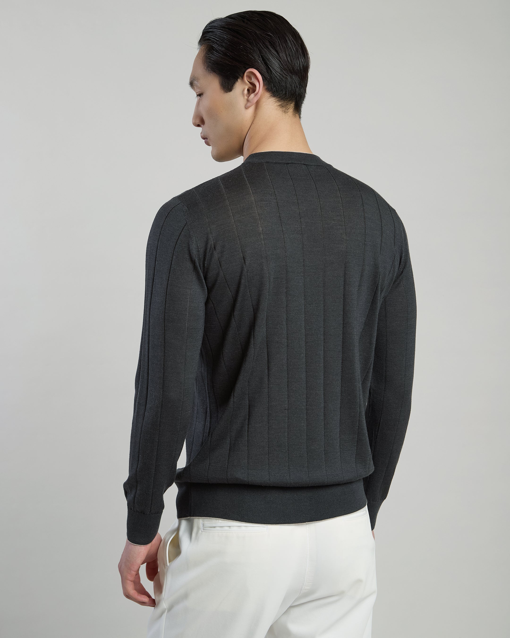 Maglia Girocollo in Lana Merinos e Seta da Uomo