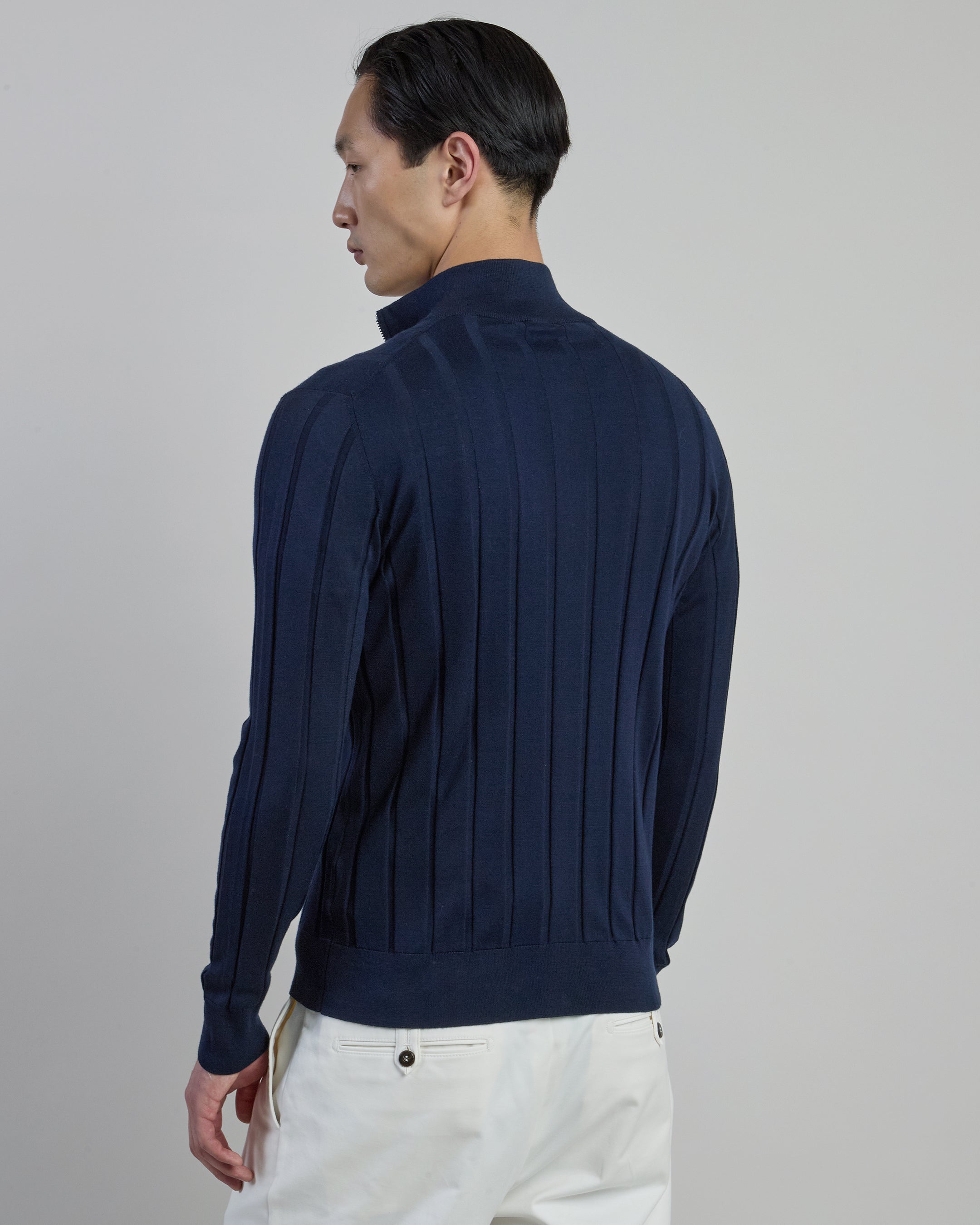 Maglia Full Zip in Pregiato Cotone Seta e Cashmere
