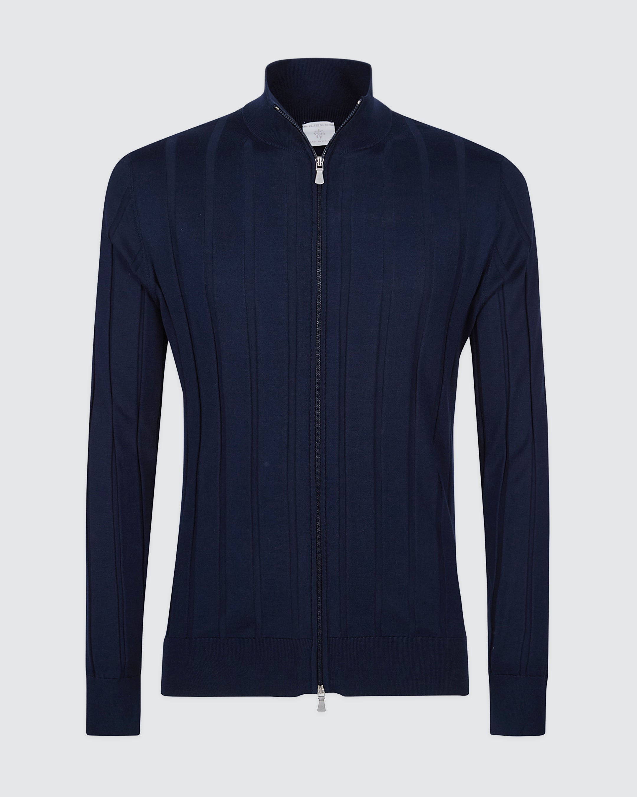 Maglia Full Zip in Pregiato Cotone Seta e Cashmere