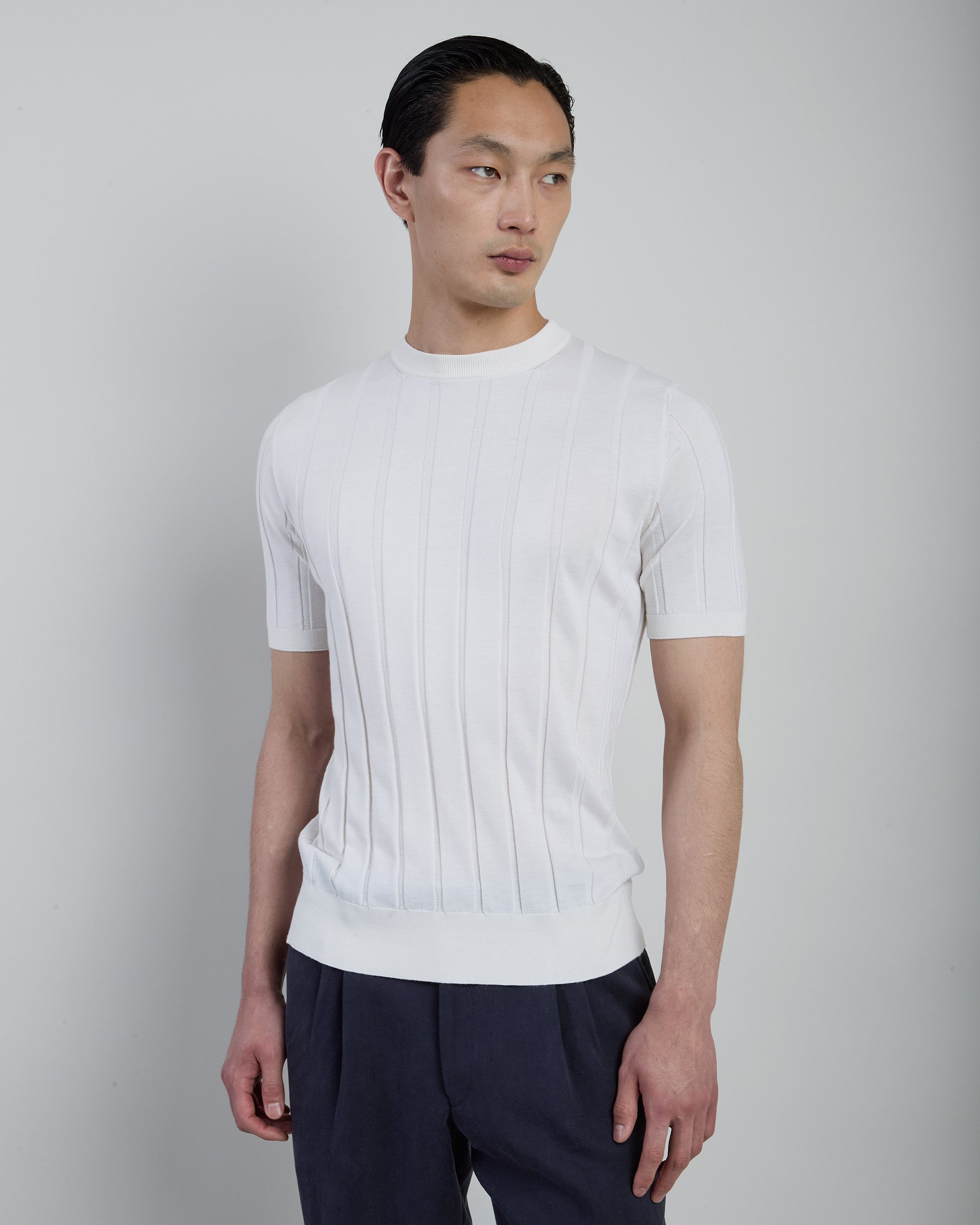 Men's Crew Neck Sweater in Fine Cotton Silk Cashmere