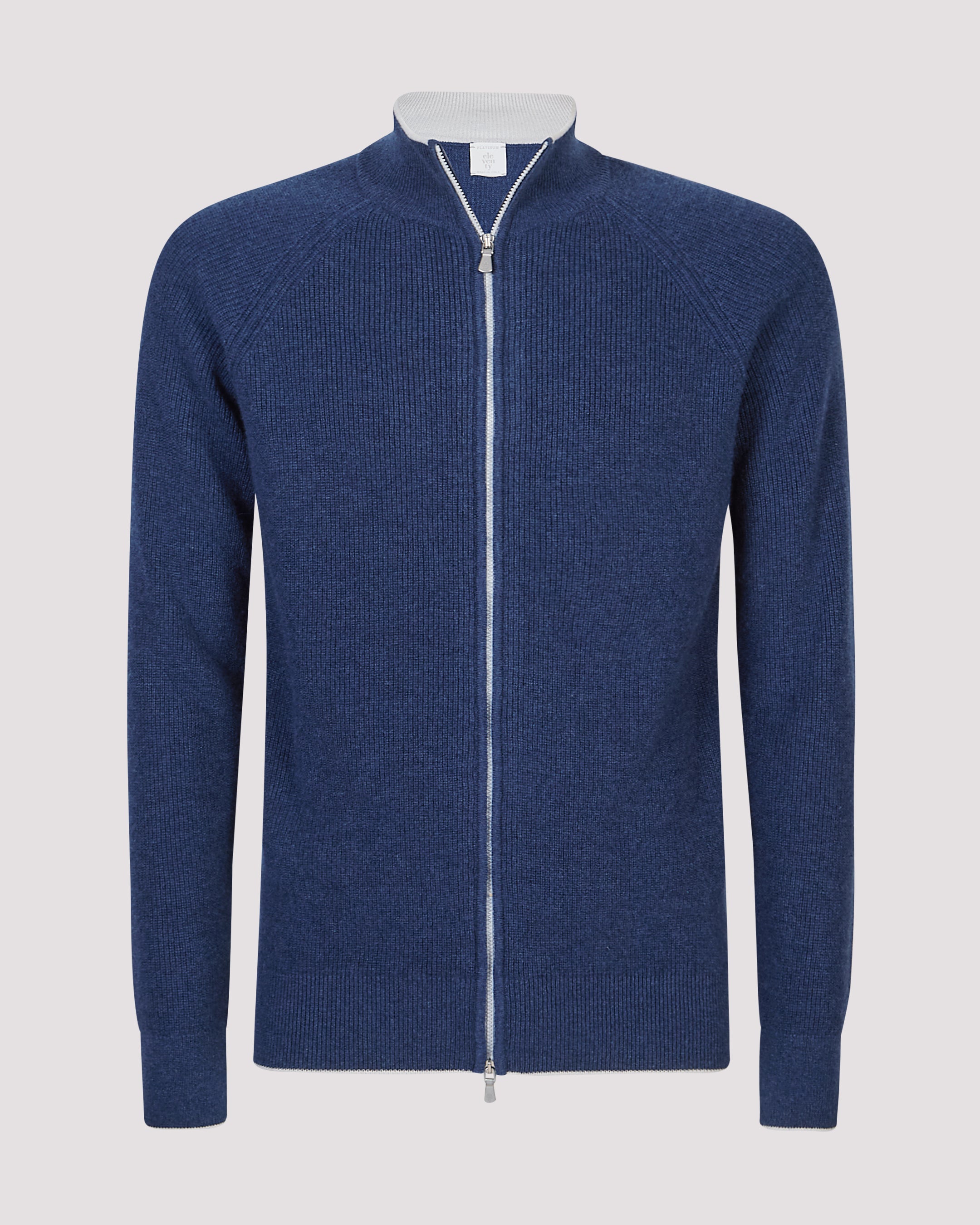 Men's Full Zip 100% Cashmere Mock Neck Sweater